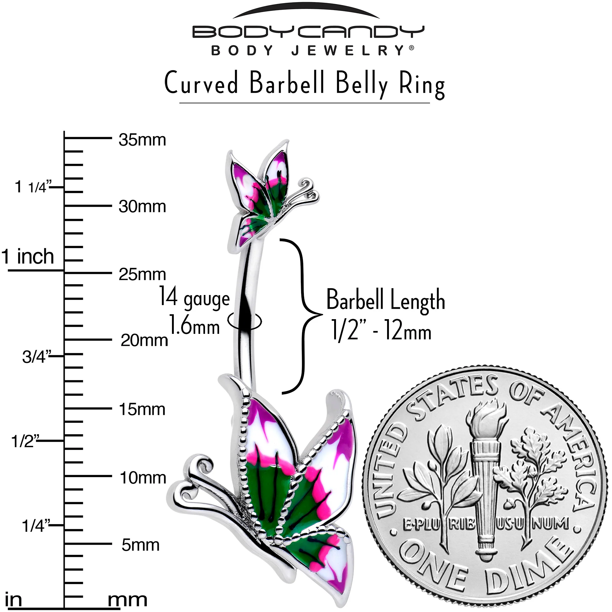Profile Butterflies Double Mount Belly Ring - Image 3