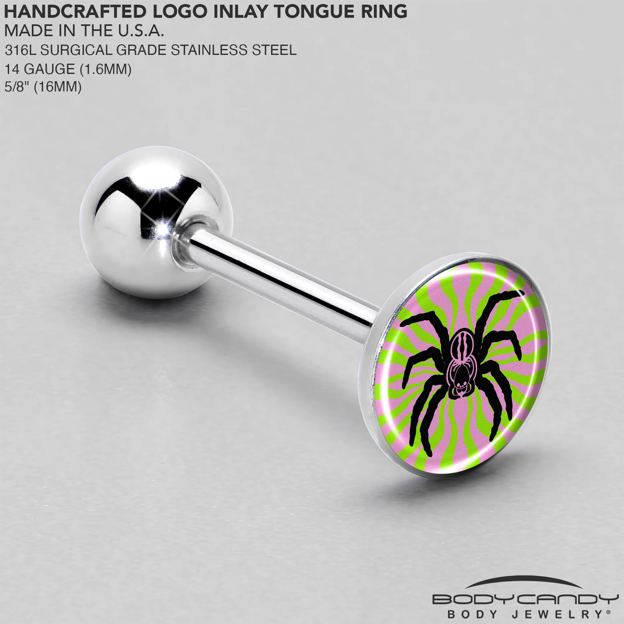 Psychedelic Spider Barbell Tongue Ring by Onyx O - Image 4