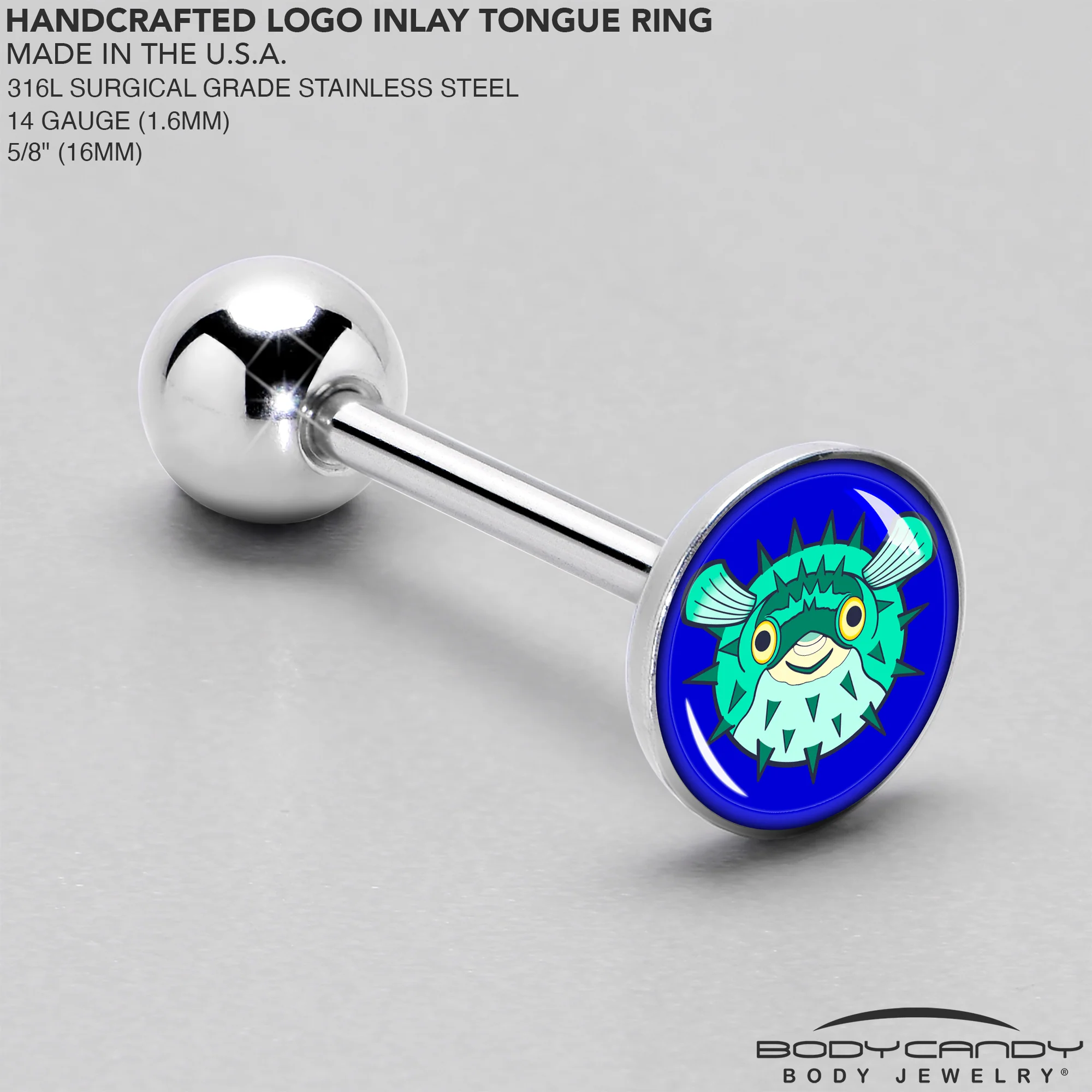 Pufferfish Barbell Tongue Ring by Onyx O - Image 4