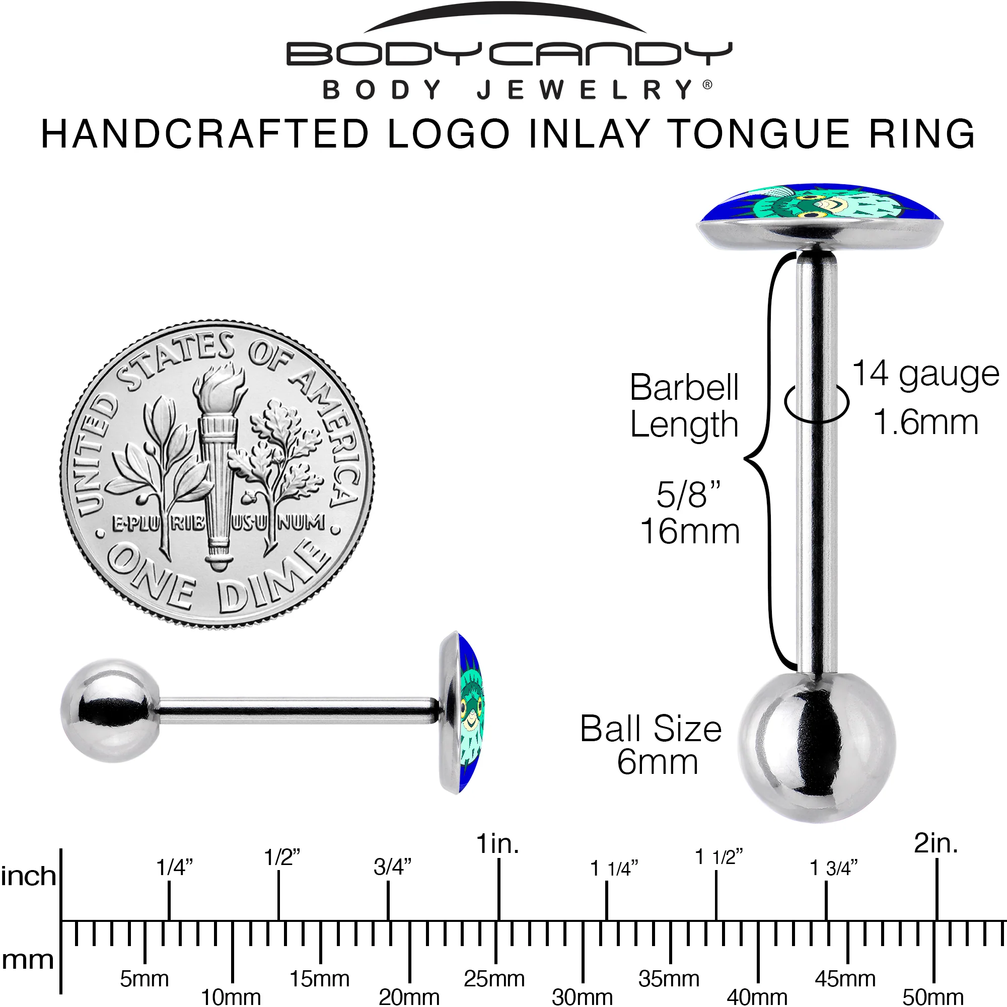 Pufferfish Barbell Tongue Ring by Onyx O - Image 5