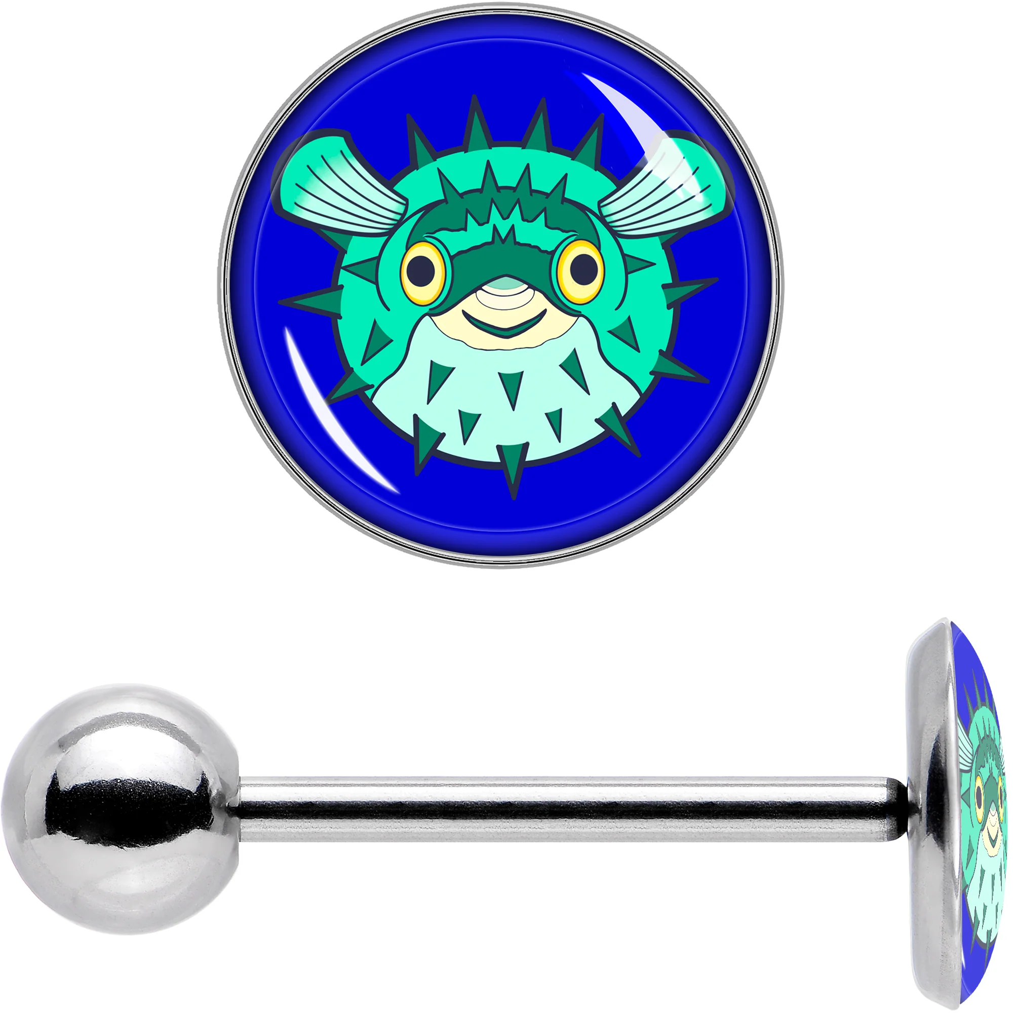 Pufferfish Barbell Tongue Ring by Onyx O - Image 7