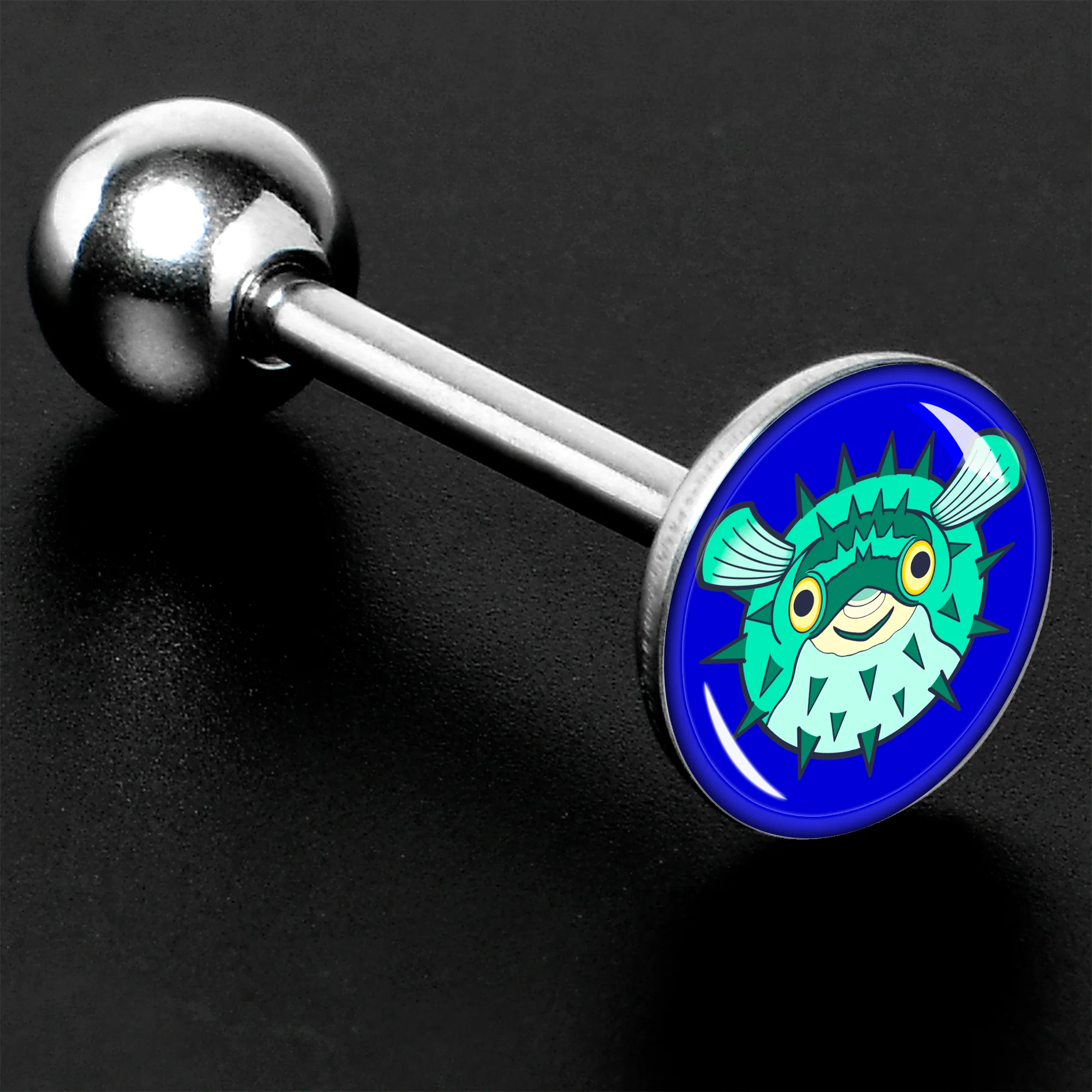 Pufferfish Barbell Tongue Ring by Onyx O - Image 8