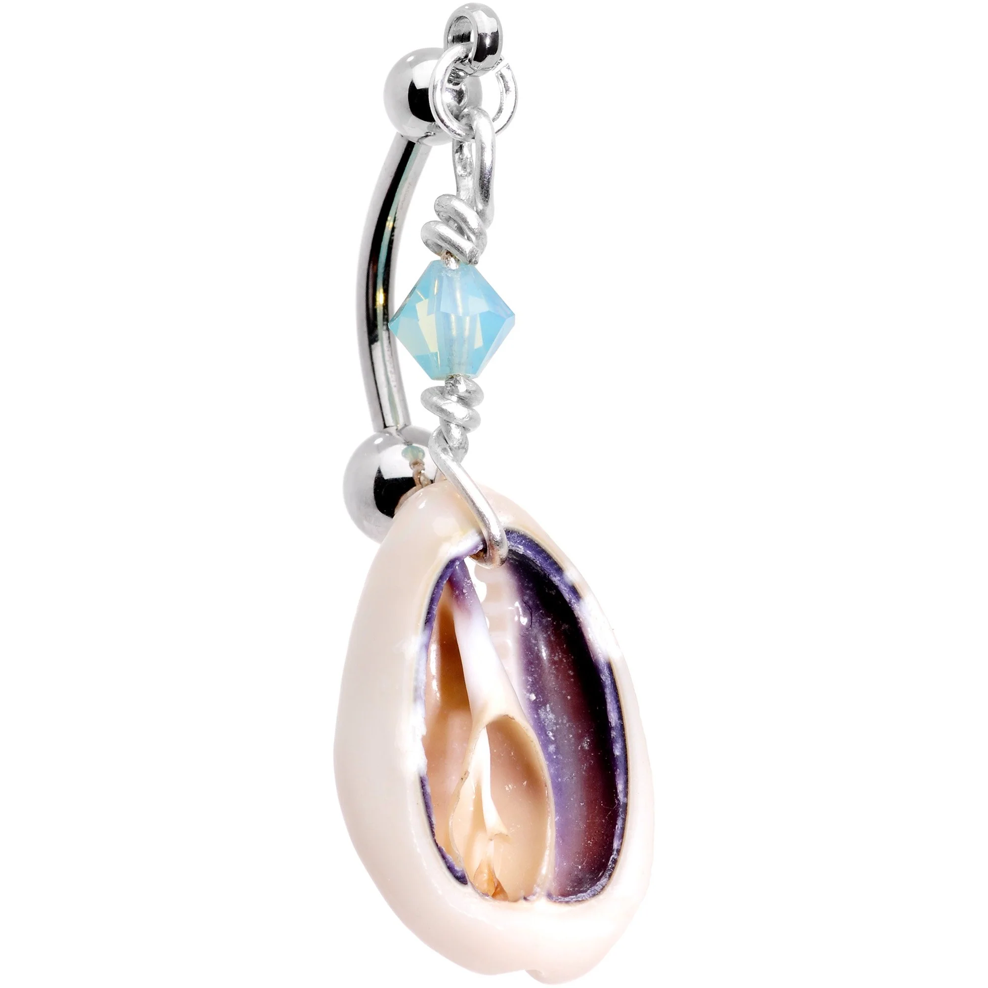 Puka Shell Reversible Belly Ring Created with Crystals - Image 2