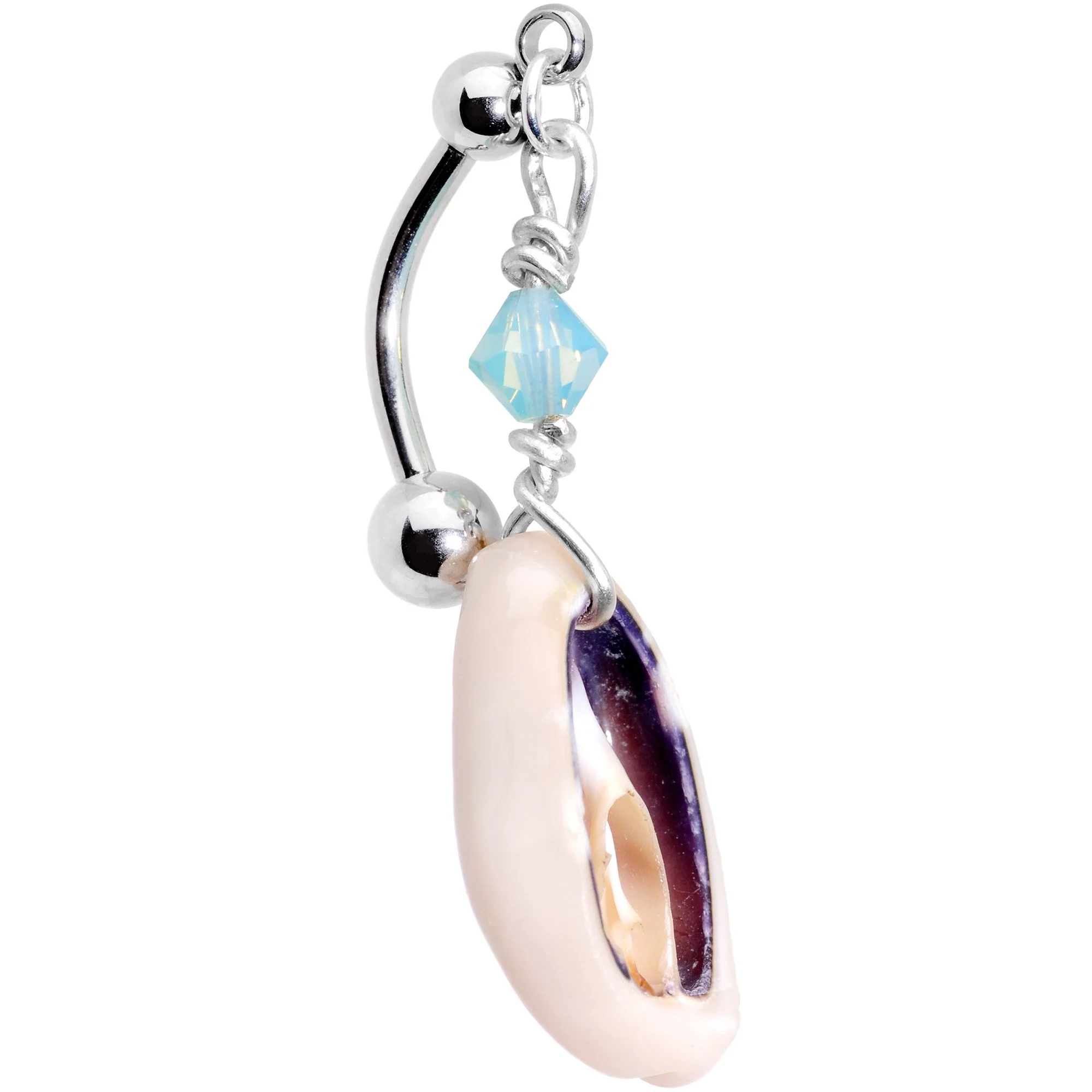 Puka Shell Reversible Belly Ring Created with Crystals - Image 3