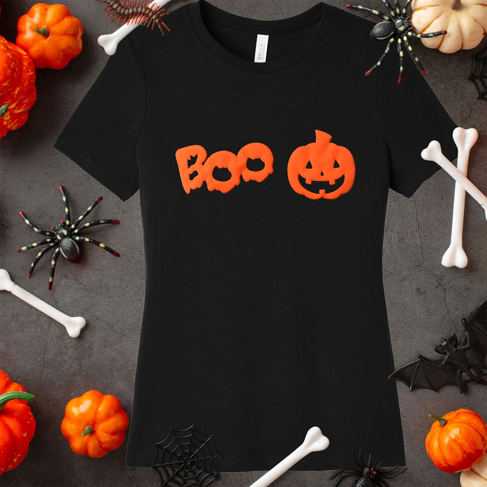 Pumpkin Boo Orange Puff Halloween Tee Shirt - Image 7