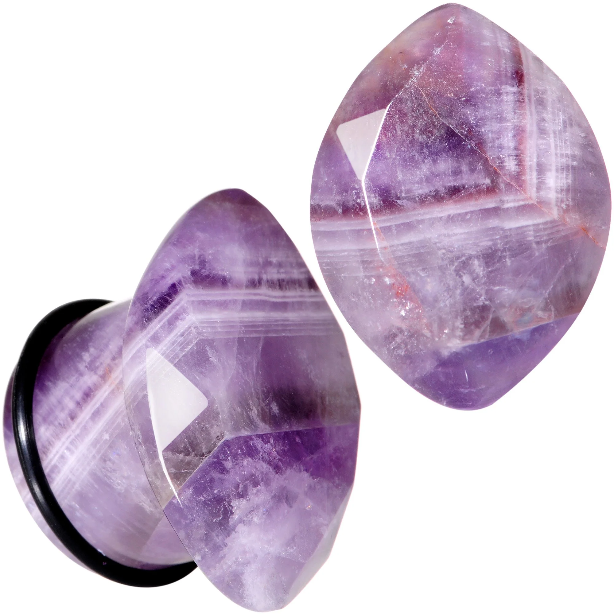 Purple Amethyst Faceted Single Flare Plug Set 6mm to 25mm Sizes - Image 10