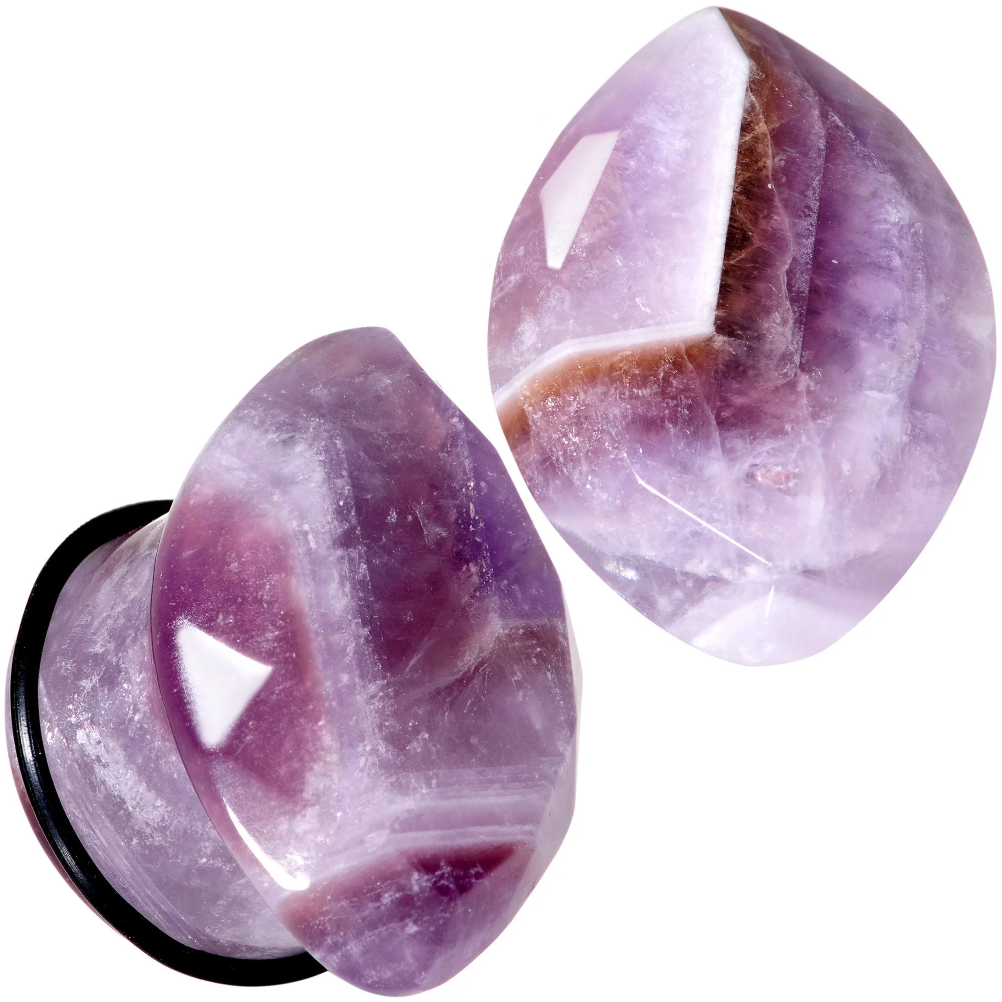 Purple Amethyst Faceted Single Flare Plug Set 6mm to 25mm Sizes - Image 11