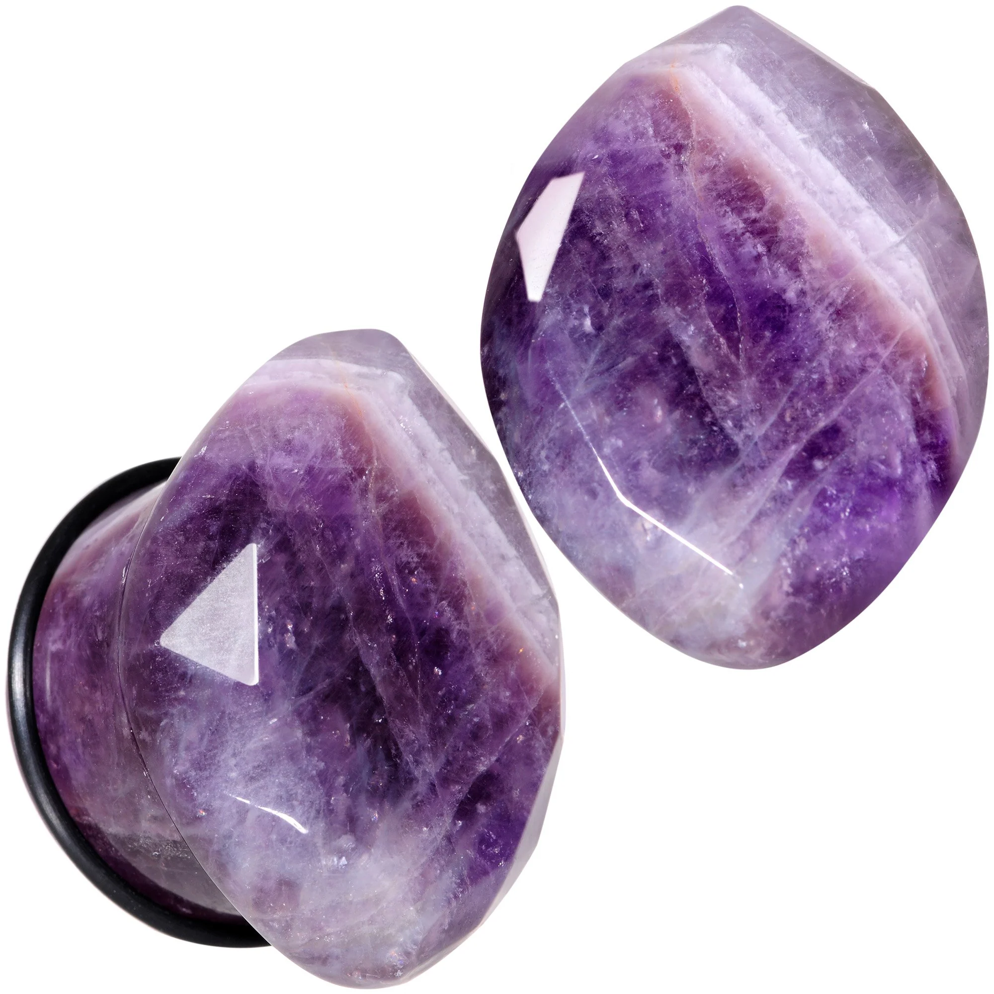 Purple Amethyst Faceted Single Flare Plug Set 6mm to 25mm Sizes - Image 12