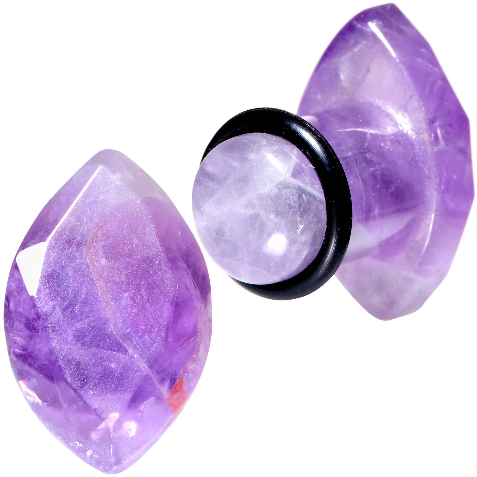 Purple Amethyst Faceted Single Flare Plug Set 6mm to 25mm Sizes - Image 4
