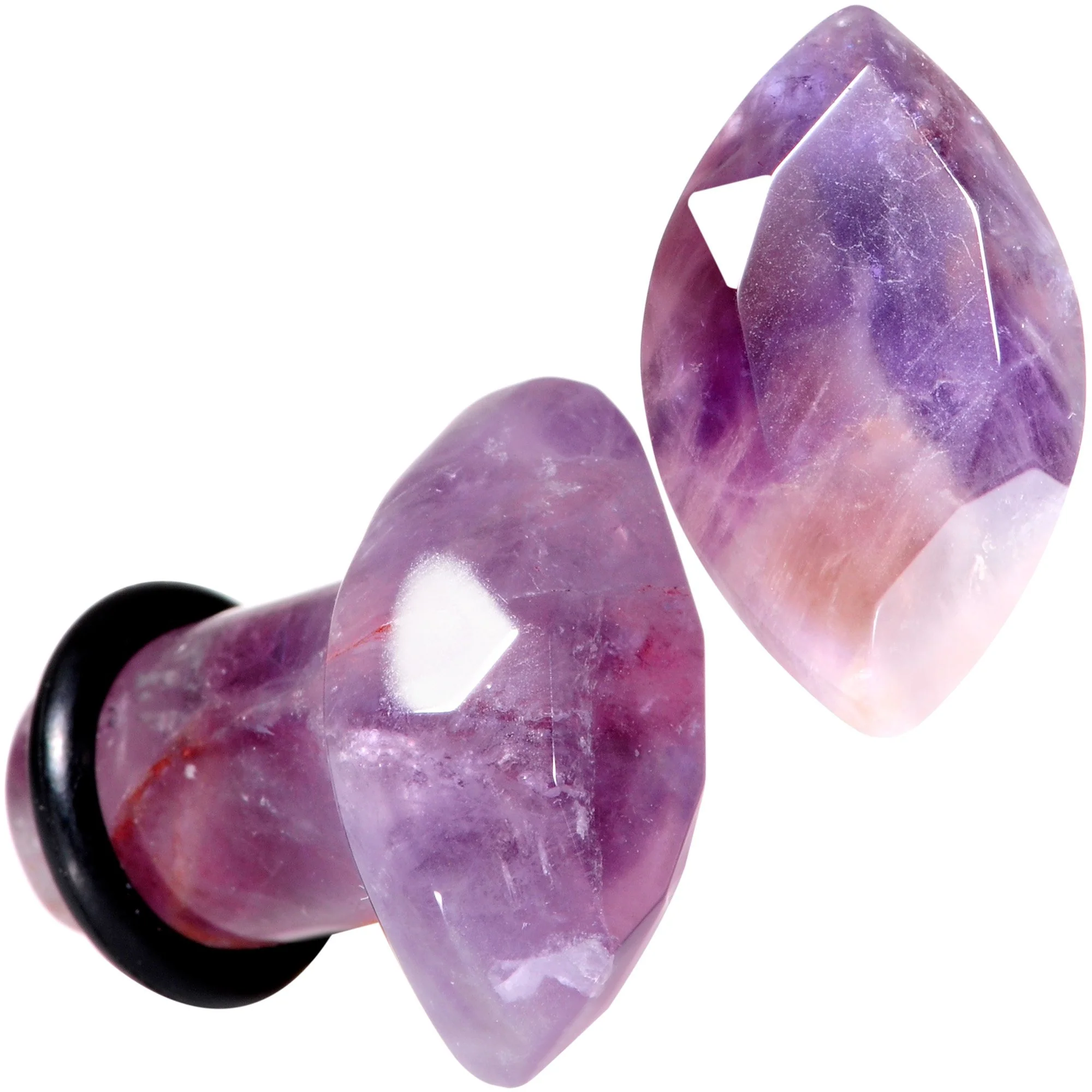 Purple Amethyst Faceted Single Flare Plug Set 6mm to 25mm Sizes - Image 5
