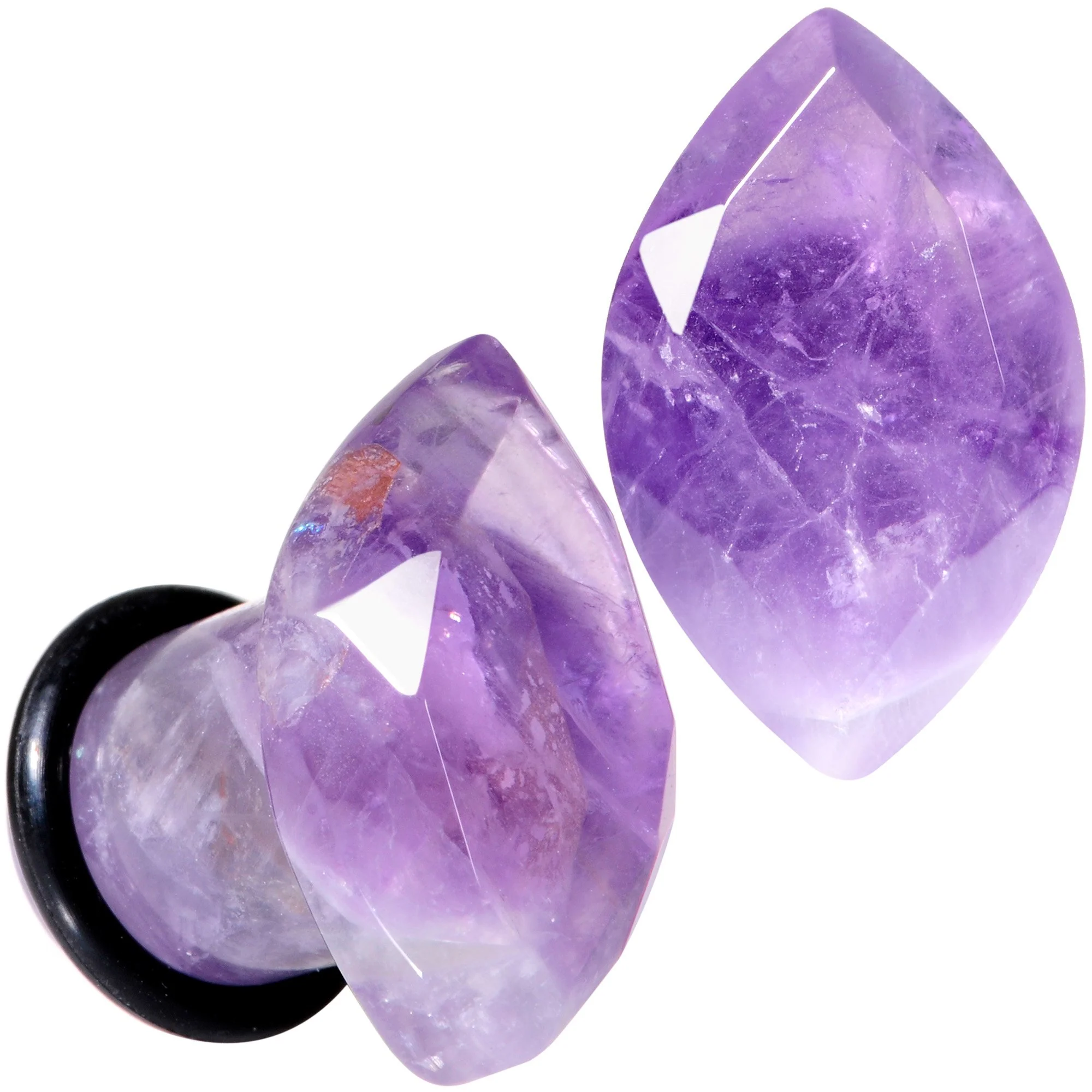 Purple Amethyst Faceted Single Flare Plug Set 6mm to 25mm Sizes - Image 6