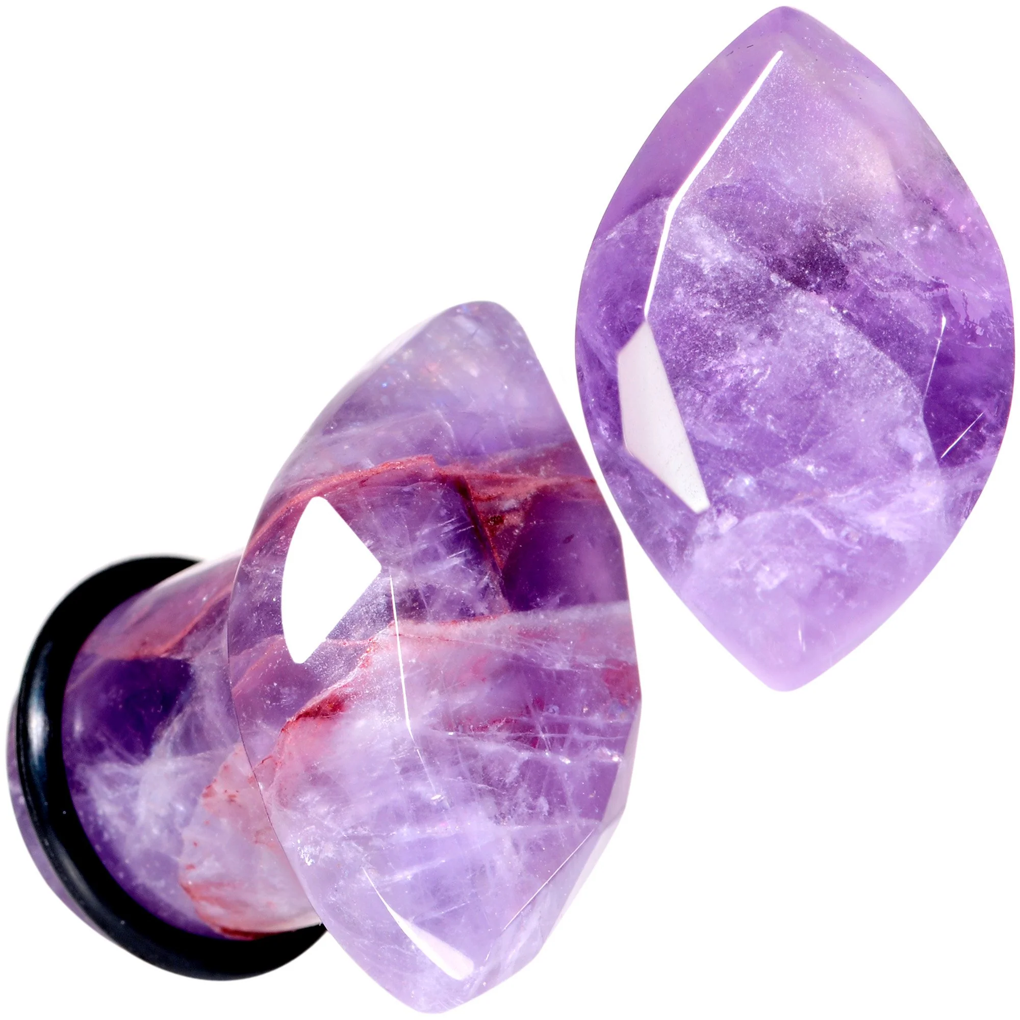 Purple Amethyst Faceted Single Flare Plug Set 6mm to 25mm Sizes - Image 7