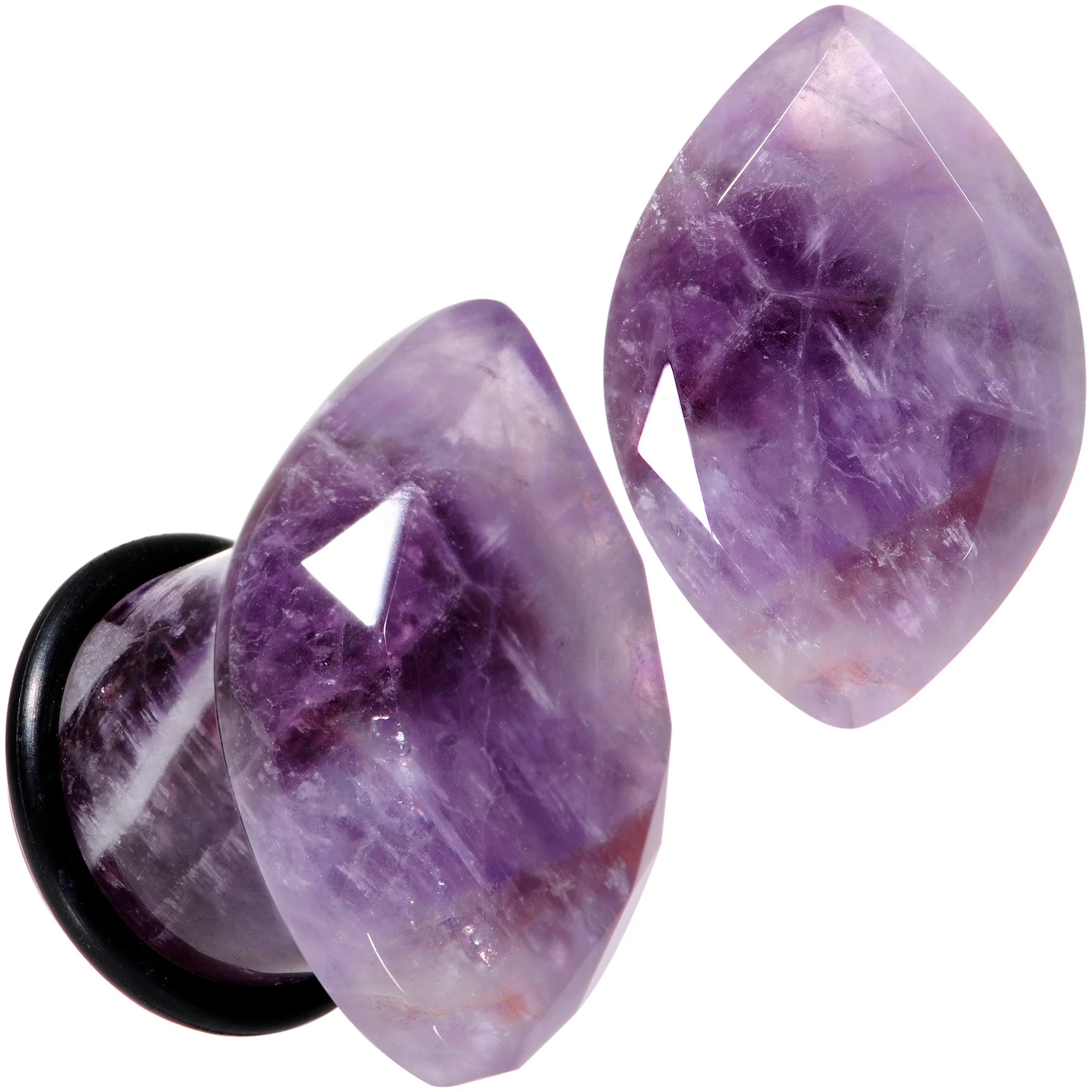 Purple Amethyst Faceted Single Flare Plug Set 6mm to 25mm Sizes - Image 8
