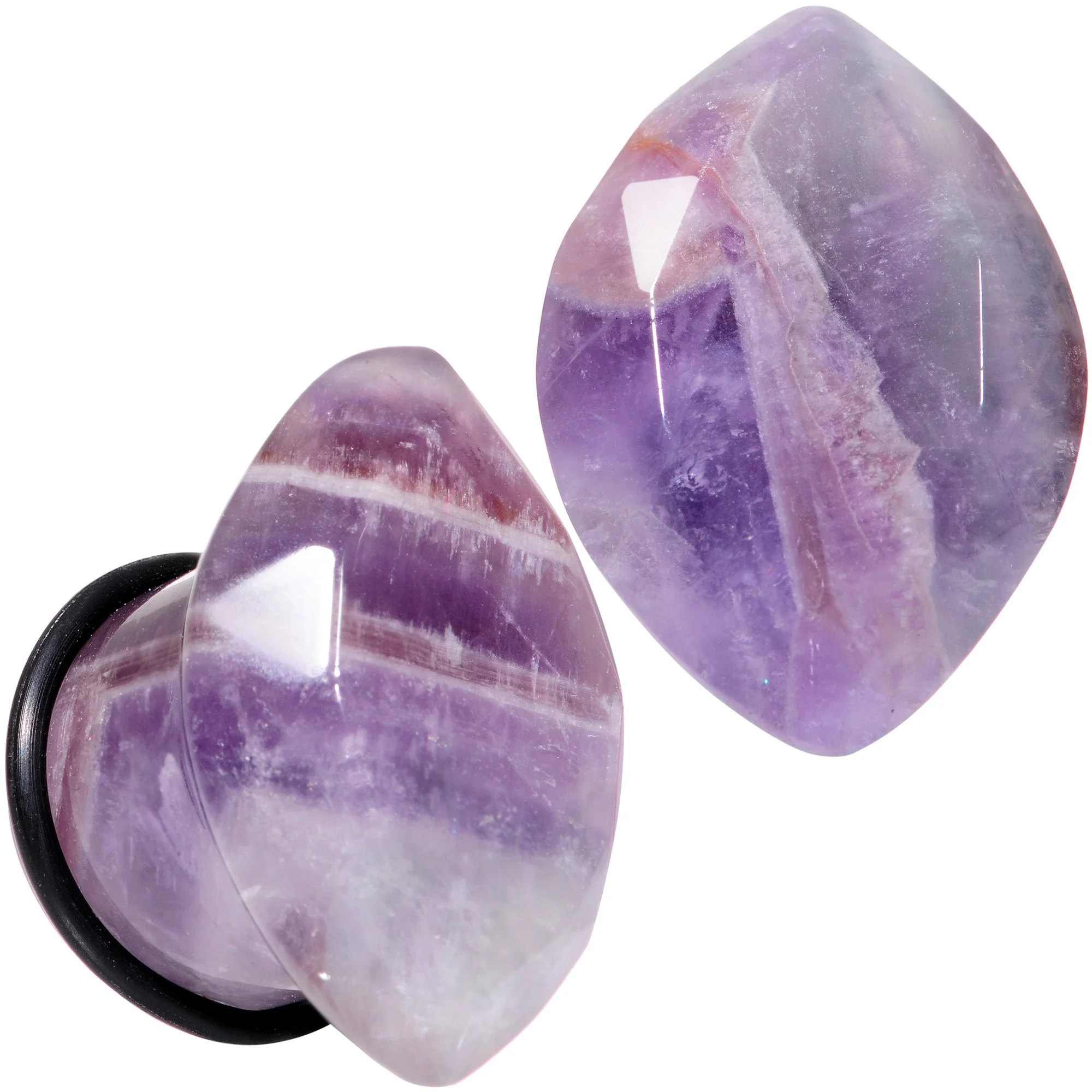 Purple Amethyst Faceted Single Flare Plug Set 6mm to 25mm Sizes - Image 9