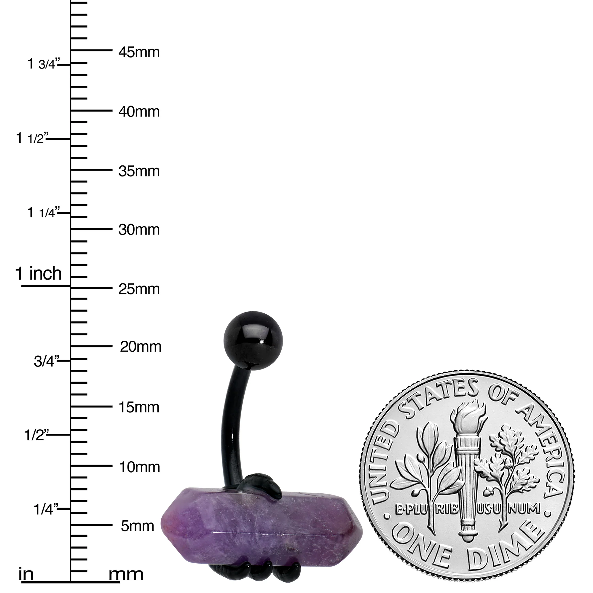 Purple Amethyst Stone Black Claw Belly Ring - Image 2