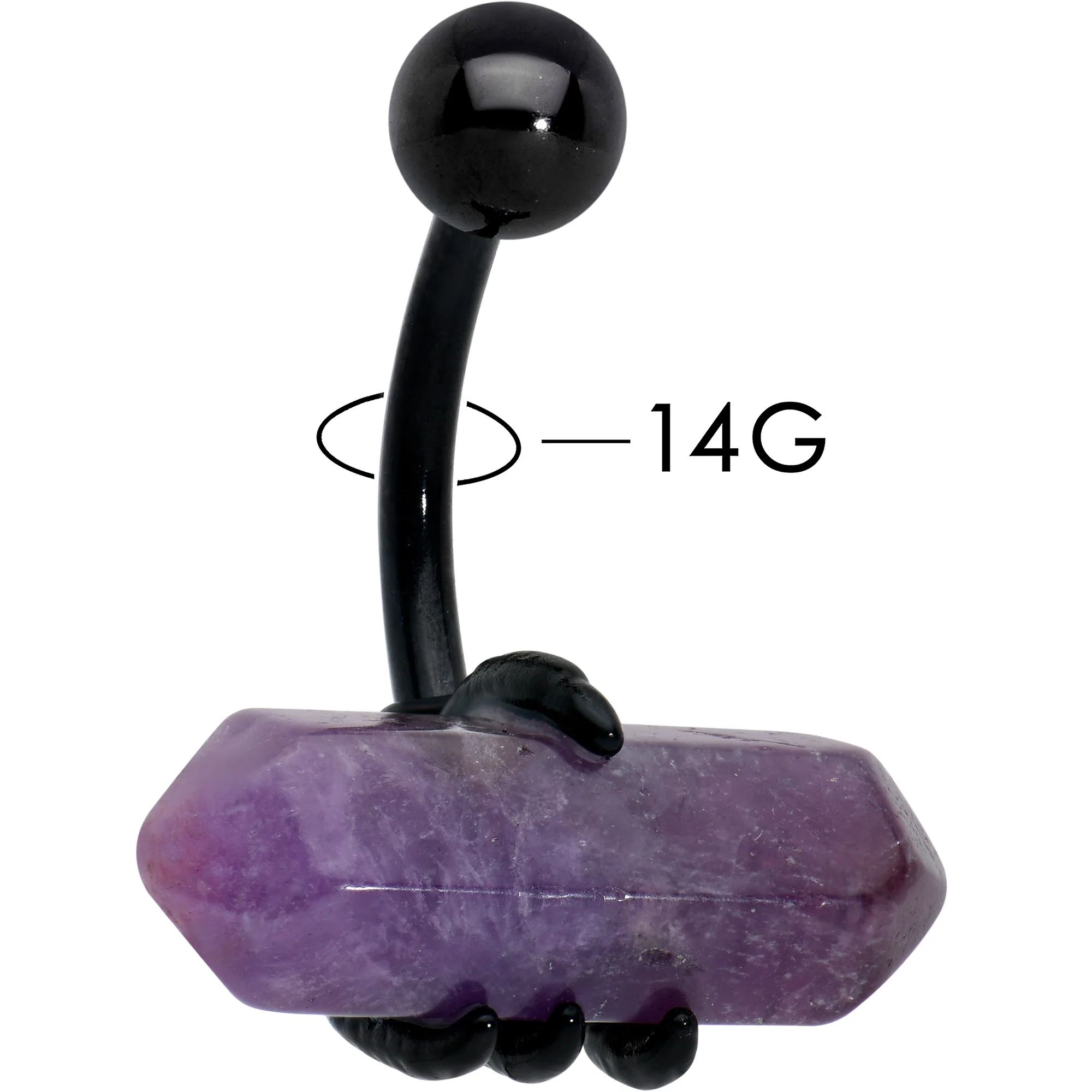 Purple Amethyst Stone Black Claw Belly Ring - Image 3