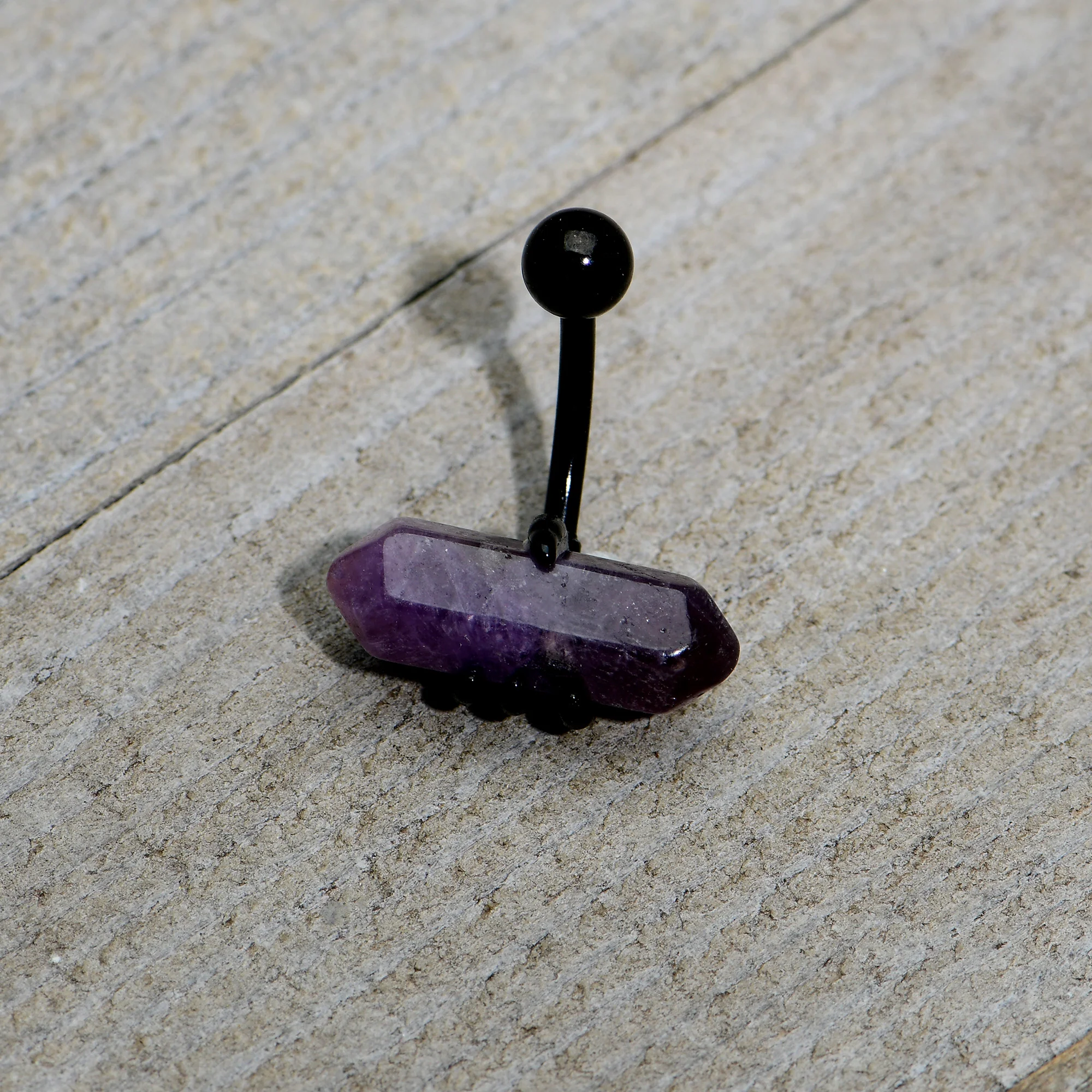 Purple Amethyst Stone Black Claw Belly Ring - Image 5