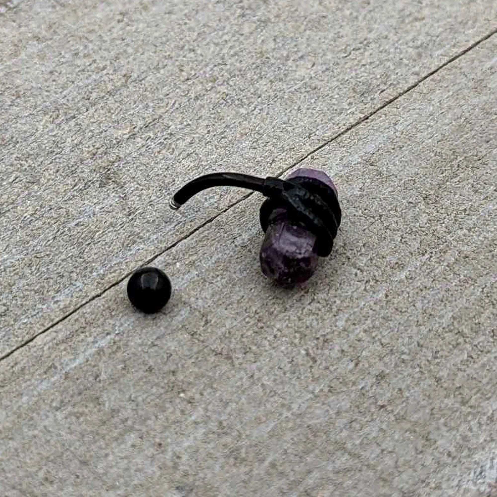 Purple Amethyst Stone Black Claw Belly Ring - Image 6