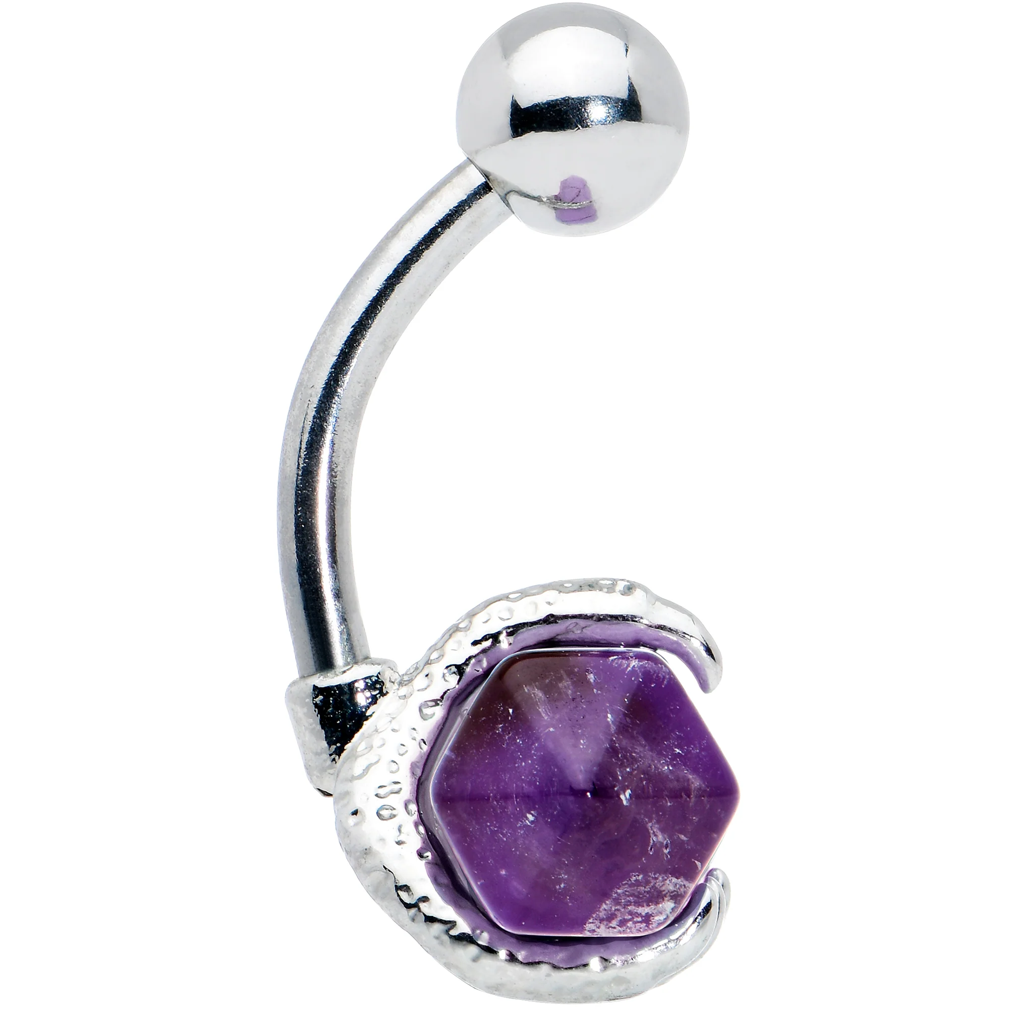 Purple Amethyst Stone Claw Belly Ring - Image 2
