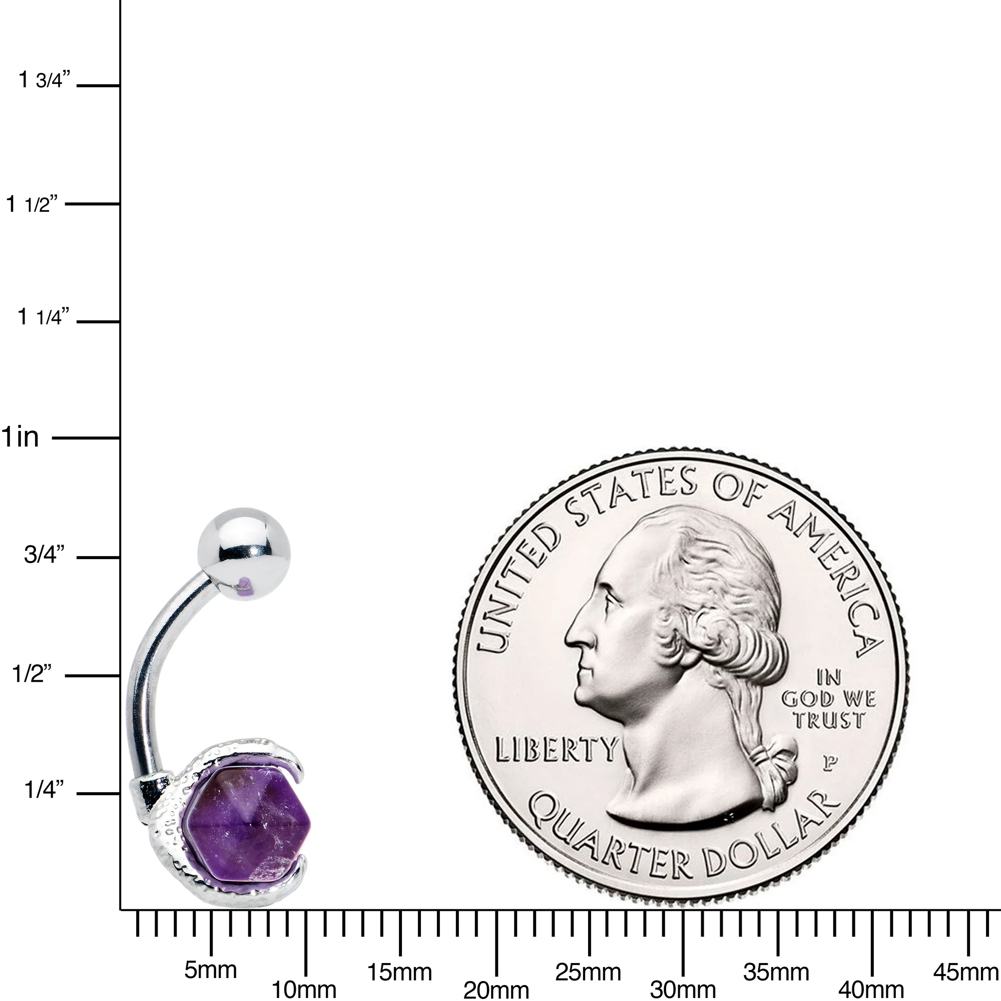 Purple Amethyst Stone Claw Belly Ring - Image 3