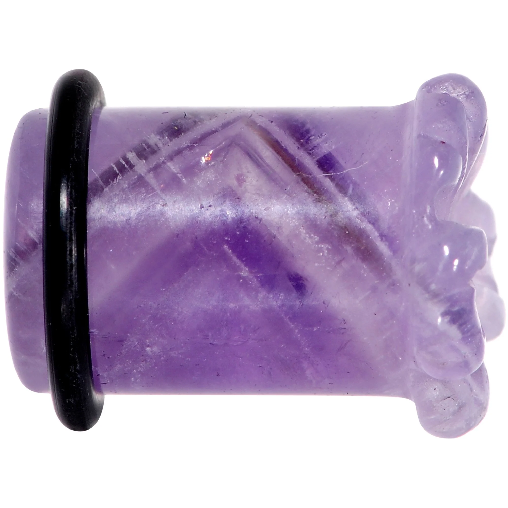 Purple Amethyst Stone Tropical Flower Single Flare Plug Set 6mm to 25mm - Image 4