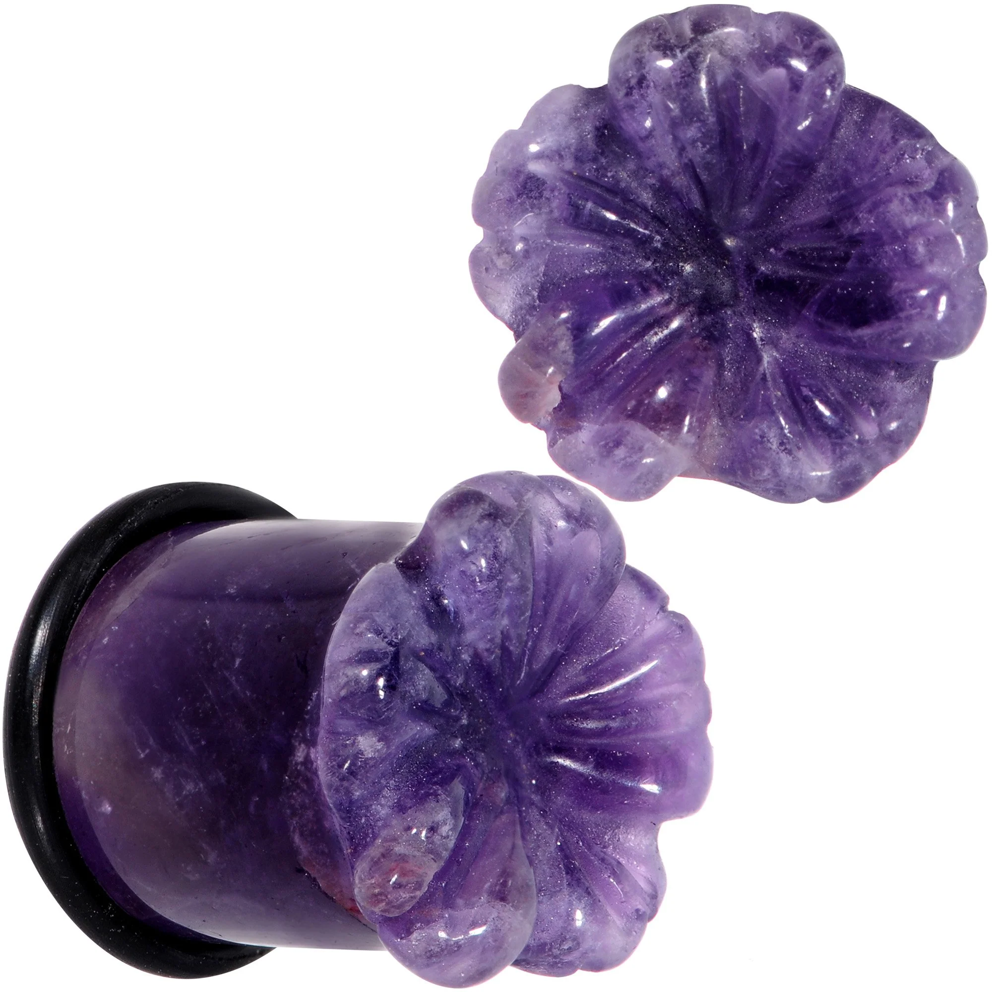 Purple Amethyst Stone Tropical Flower Single Flare Plug Set 6mm to 25mm - Image 8