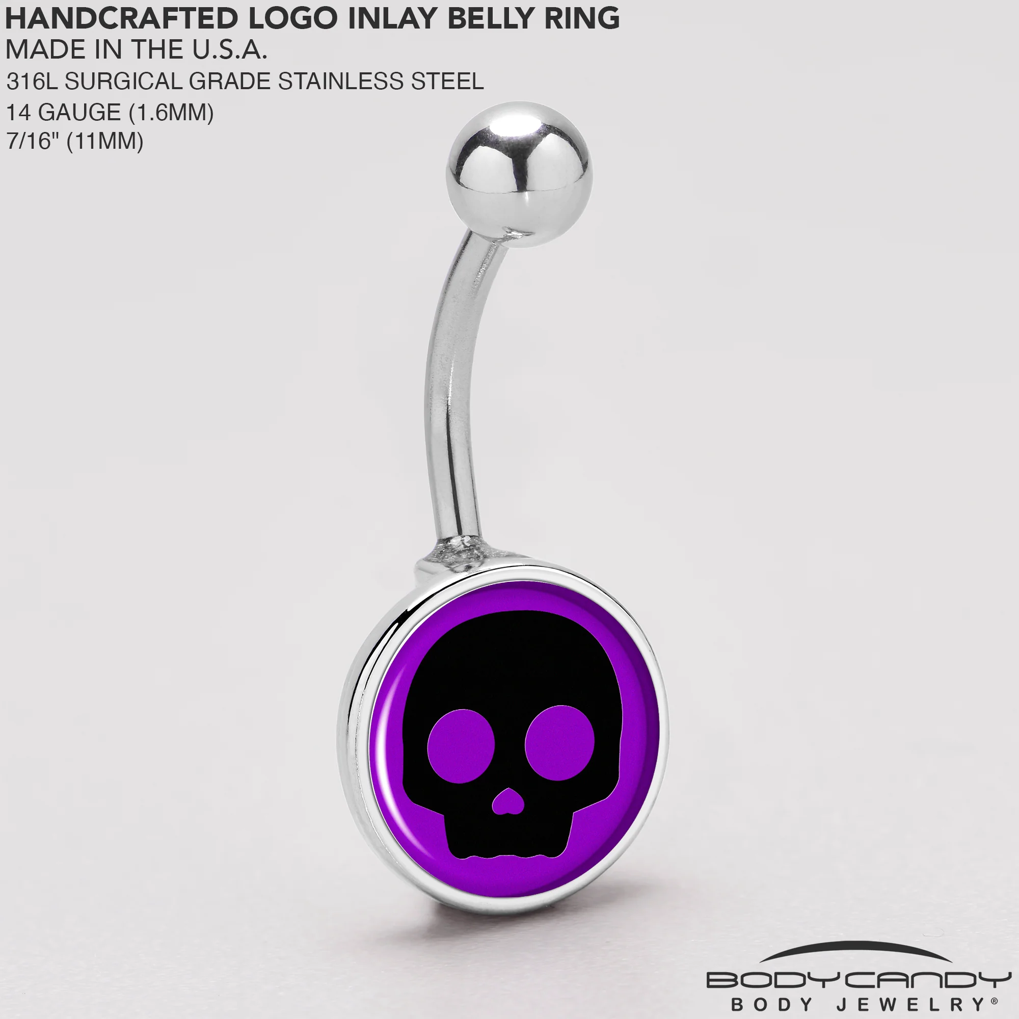 Purple Black Simple Skull Belly Ring by Onyx O - Image 5