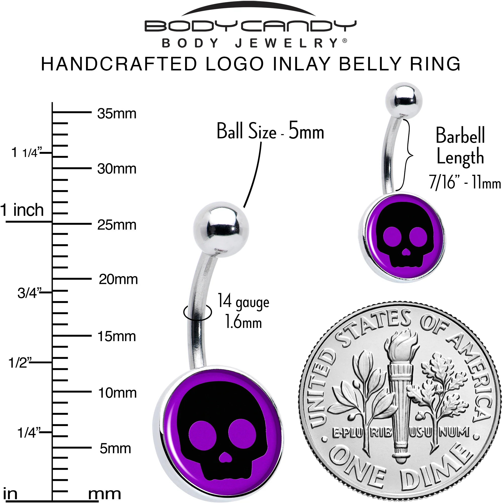 Purple Black Simple Skull Belly Ring by Onyx O - Image 6