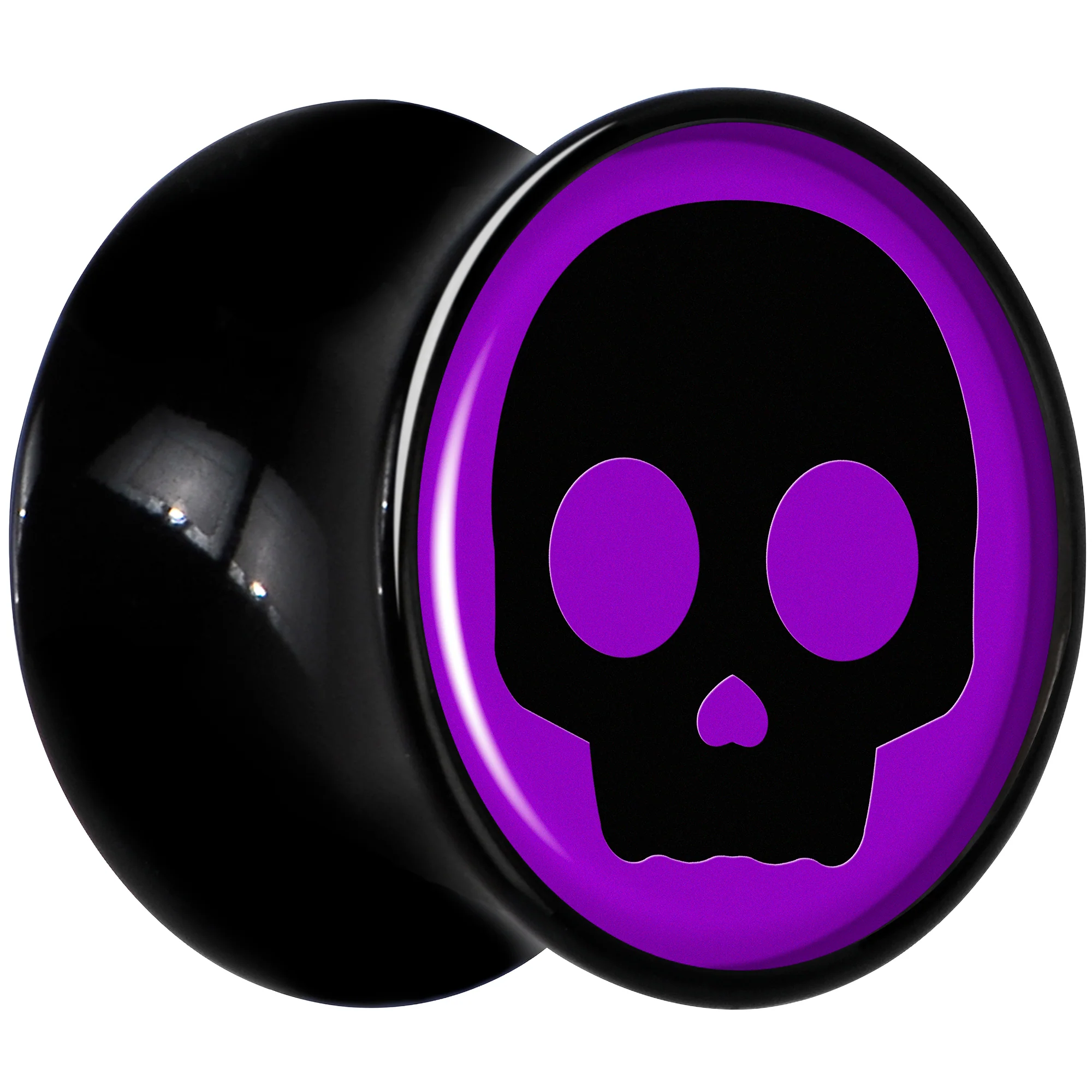 0G Purple Black Simple Skull Black Acrylic Saddle Plug Set by Onyx O - Image 3