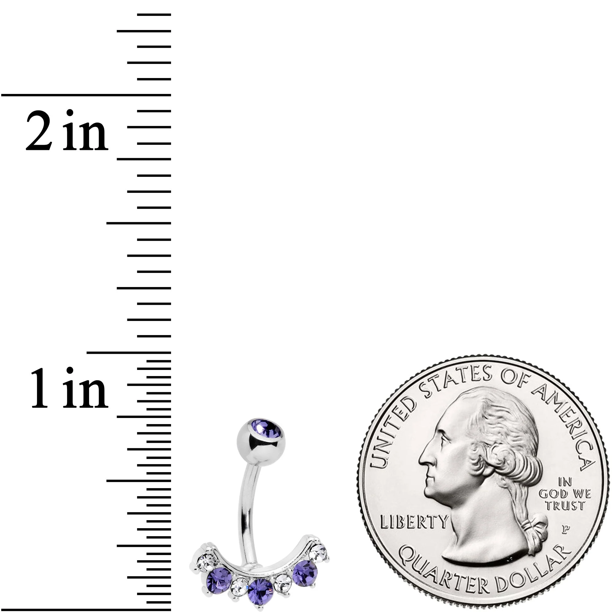 Purple Clear CZ Gem Wave Of Glamour Belly Ring - Image 3
