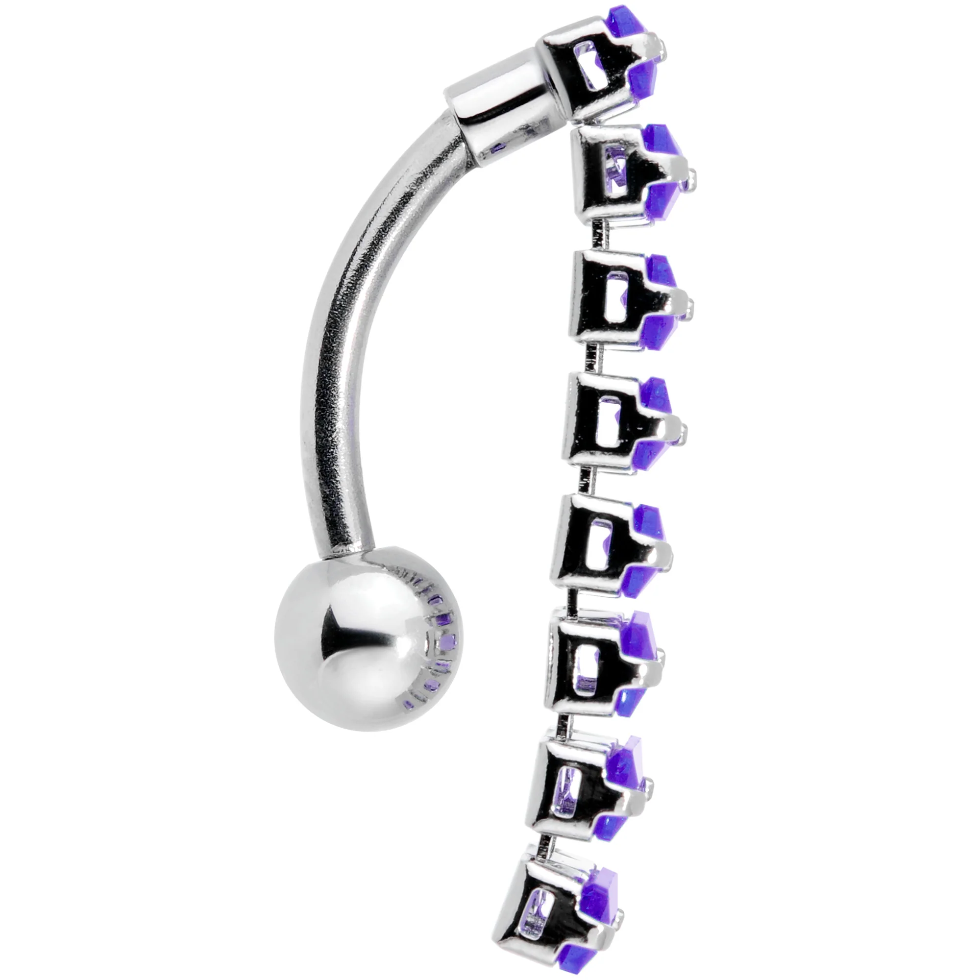 Purple CZ Gem Band of Beauty Top Mount Belly Ring - Image 3