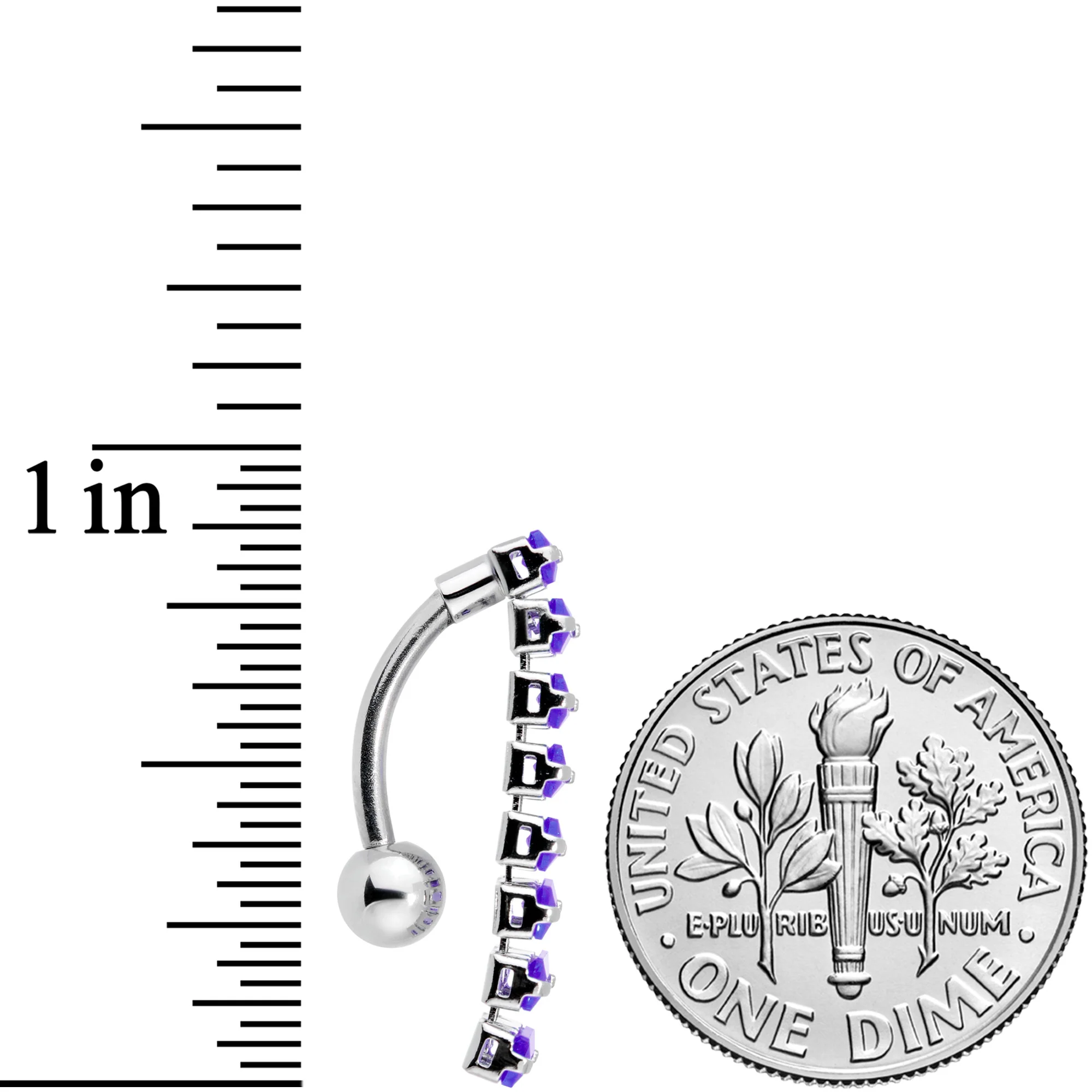 Purple CZ Gem Band of Beauty Top Mount Belly Ring - Image 4
