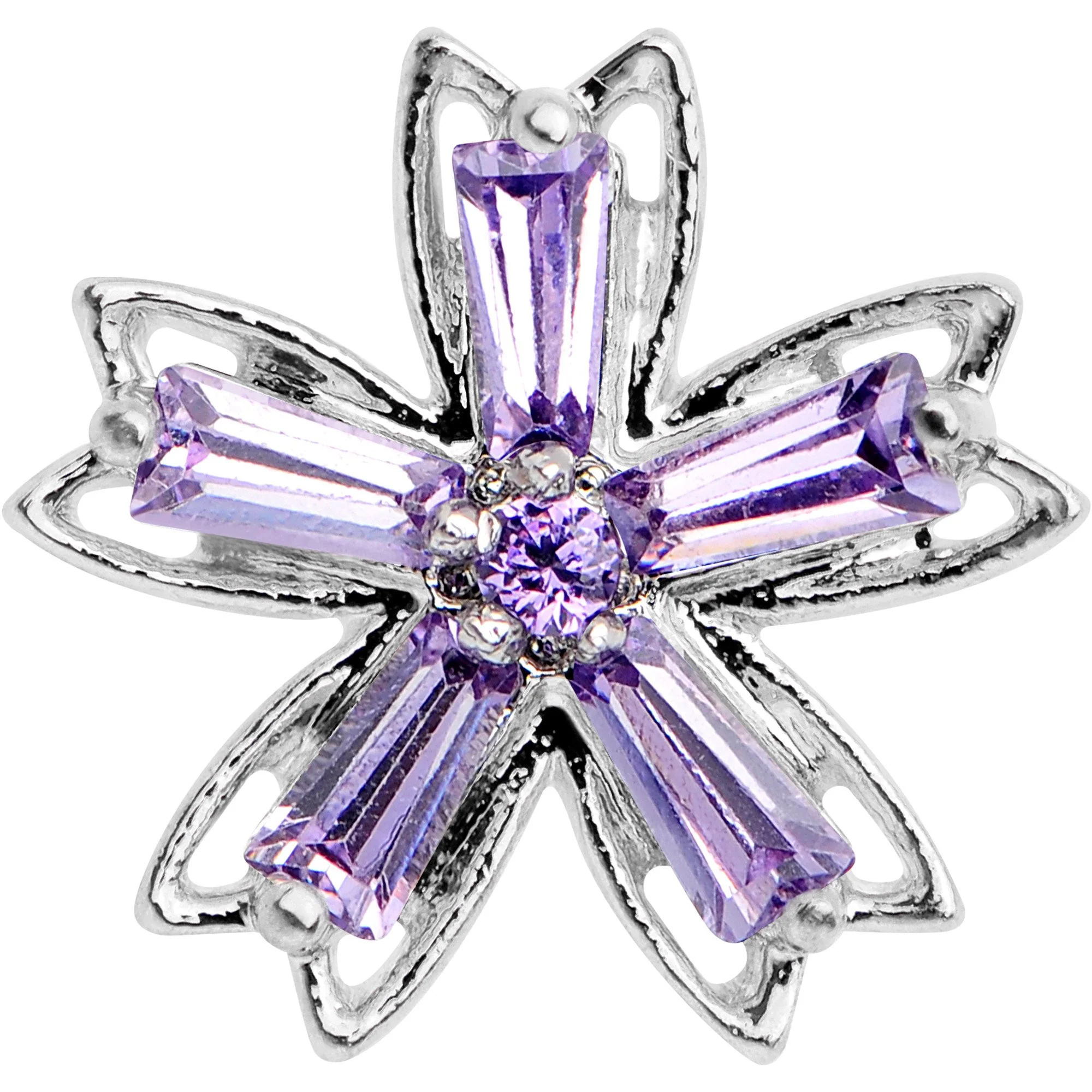 Purple CZ Gem Lil Lily Cartilage Tragus Earring - Image 2