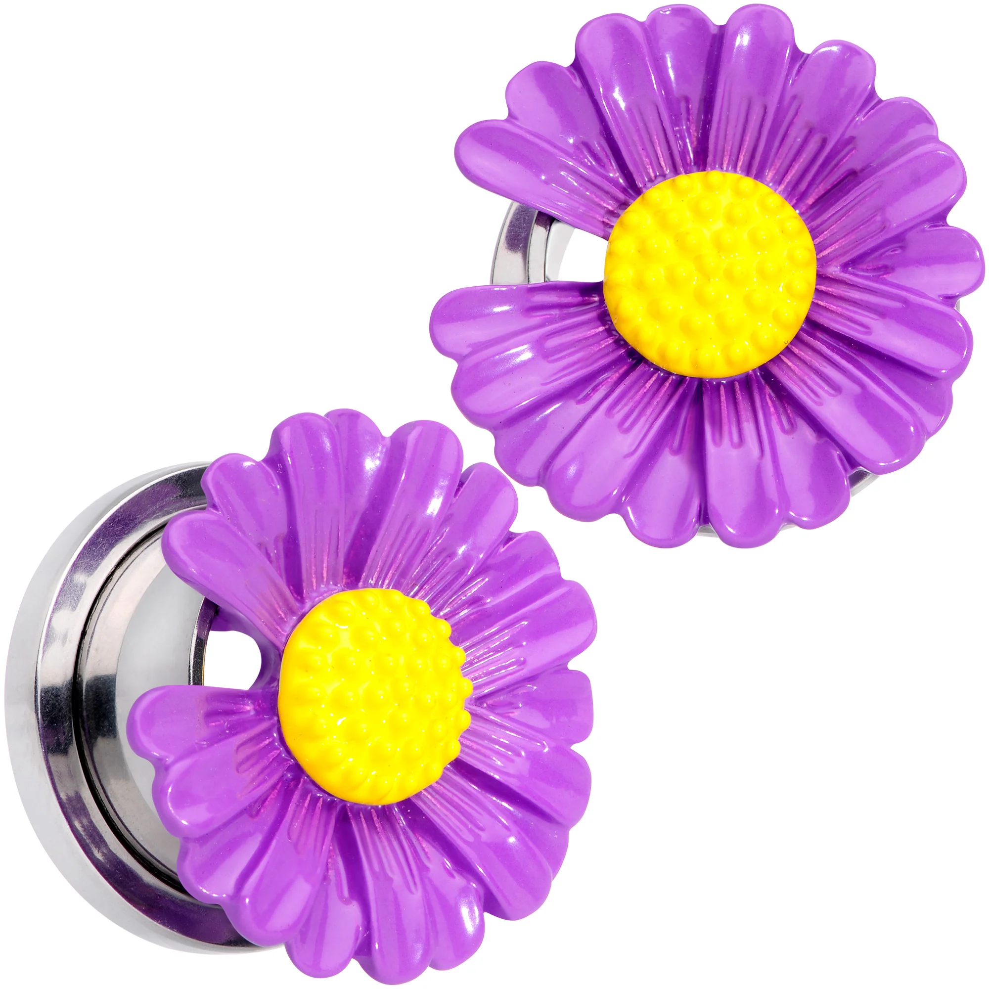 Purple Daisy Flower Screw Fit Plug Set - Image 11