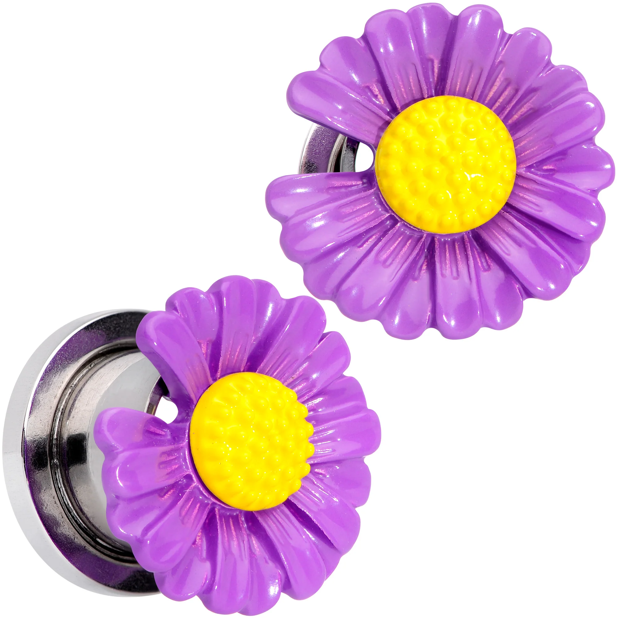 Purple Daisy Flower Screw Fit Plug Set - Image 6