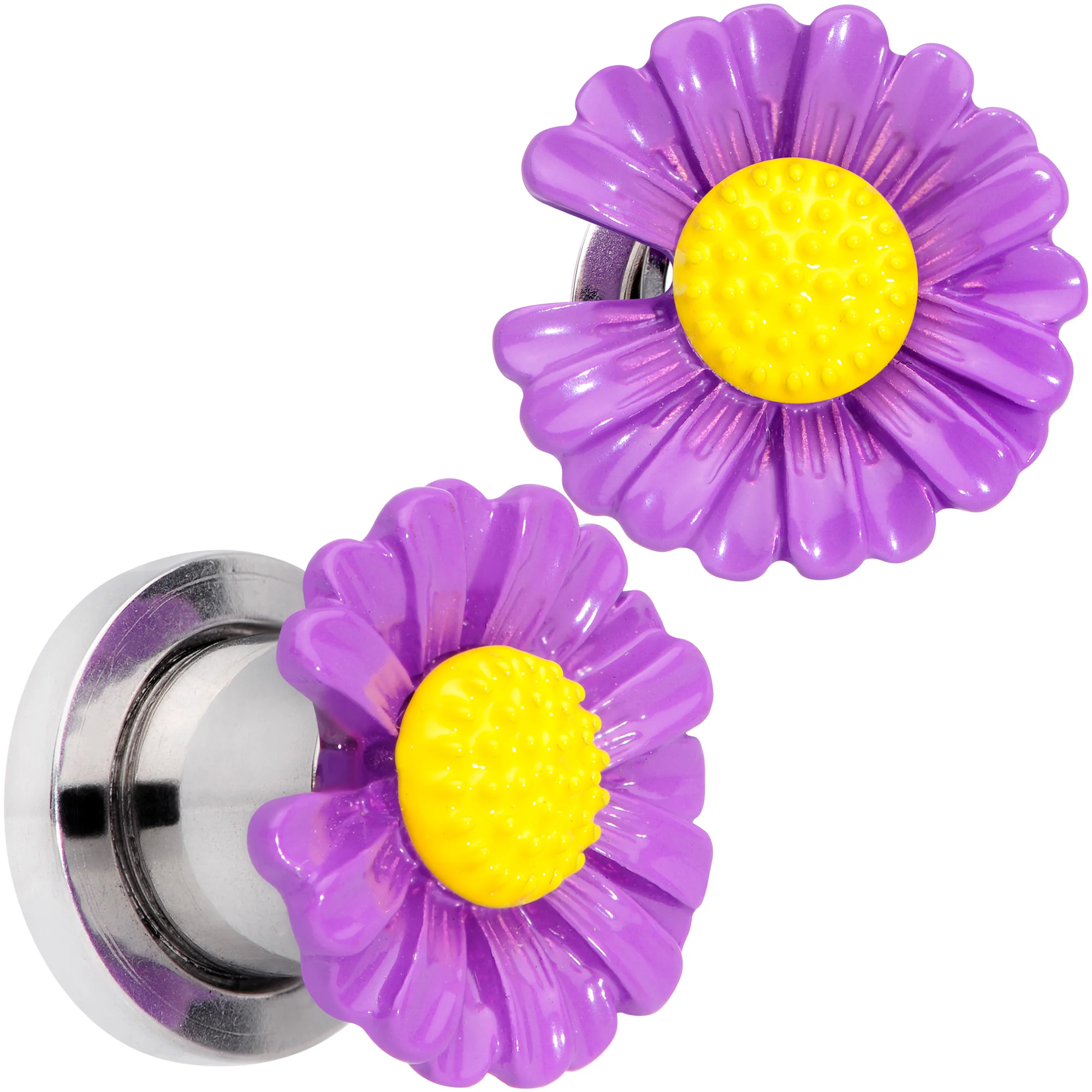 Purple Daisy Flower Screw Fit Plug Set - Image 7