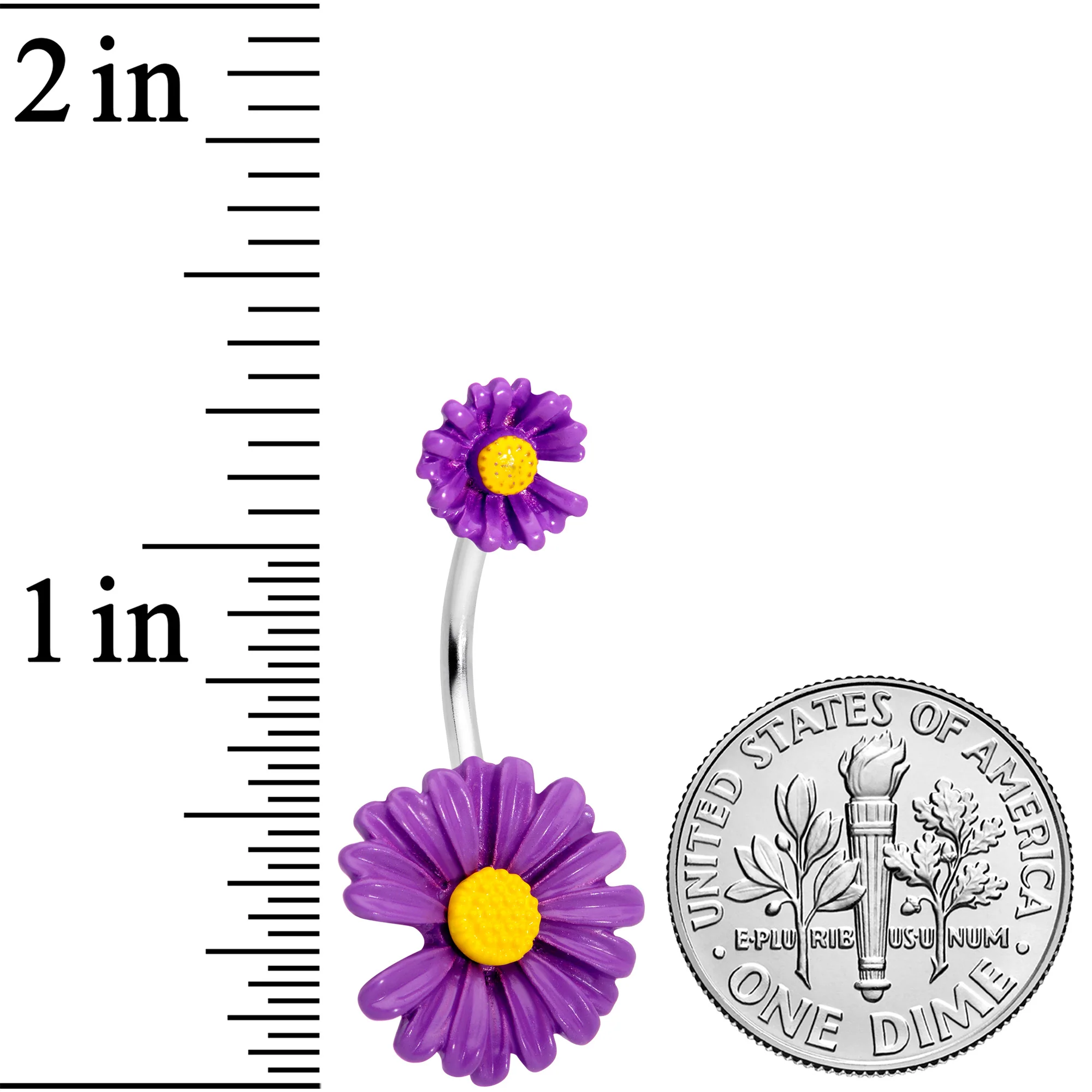 Purple Double Flower Double Mount Belly Ring - Image 2