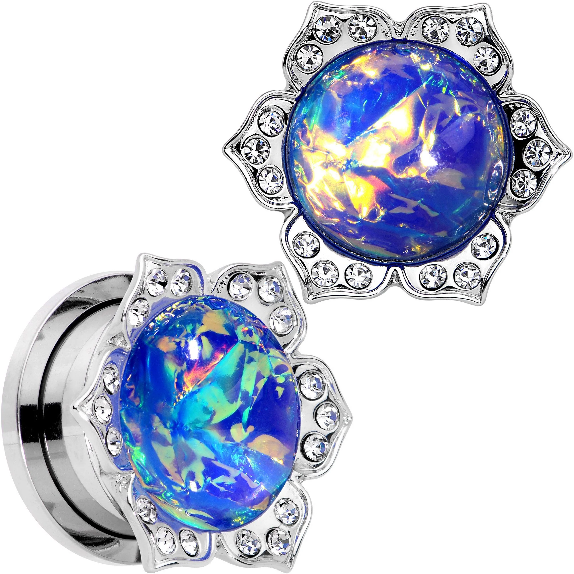 Purple Faux Opal Wild Flower Screw Fit Tunnel Plug Set 0G to 1" - Image 6