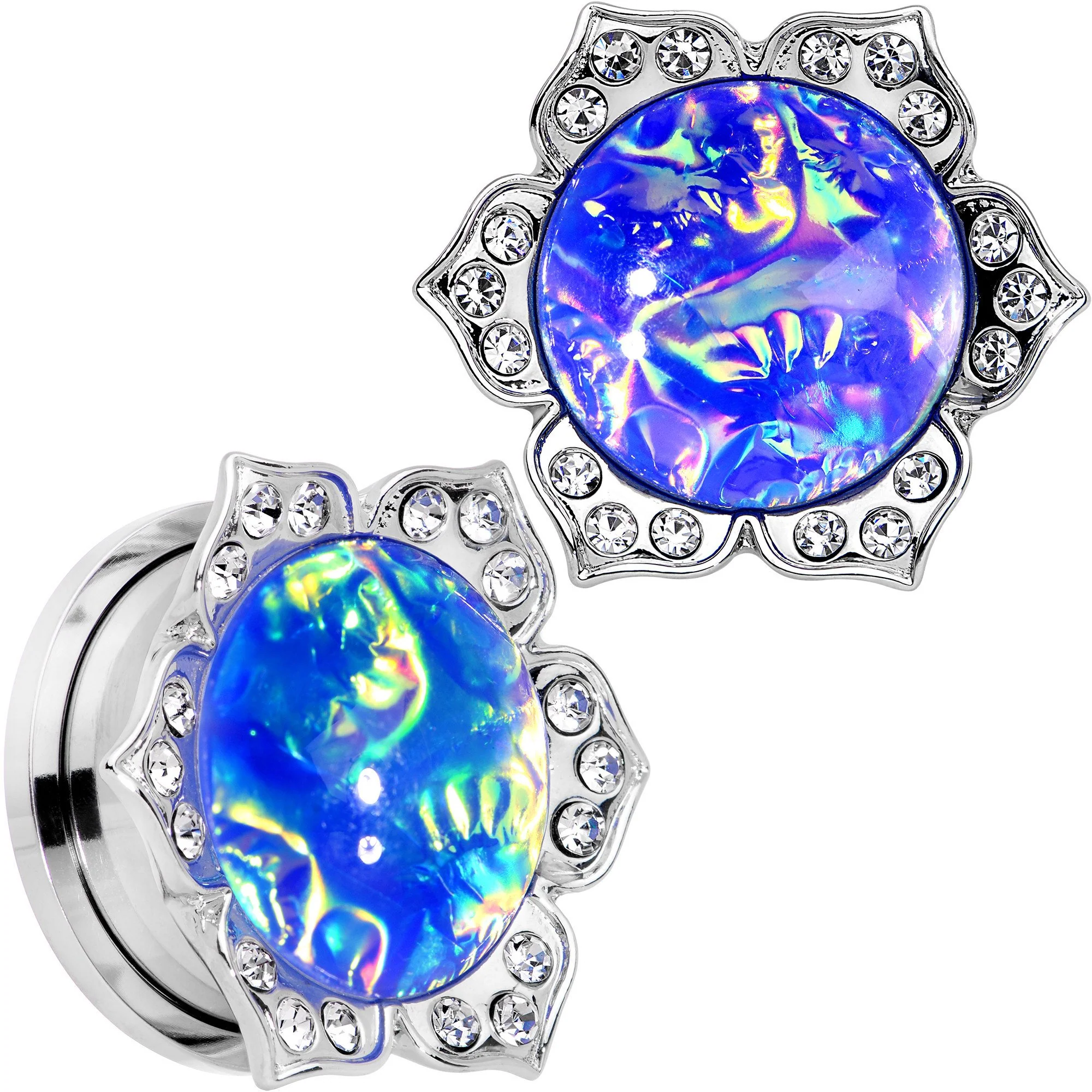 Purple Faux Opal Wild Flower Screw Fit Tunnel Plug Set 0G to 1" - Image 8