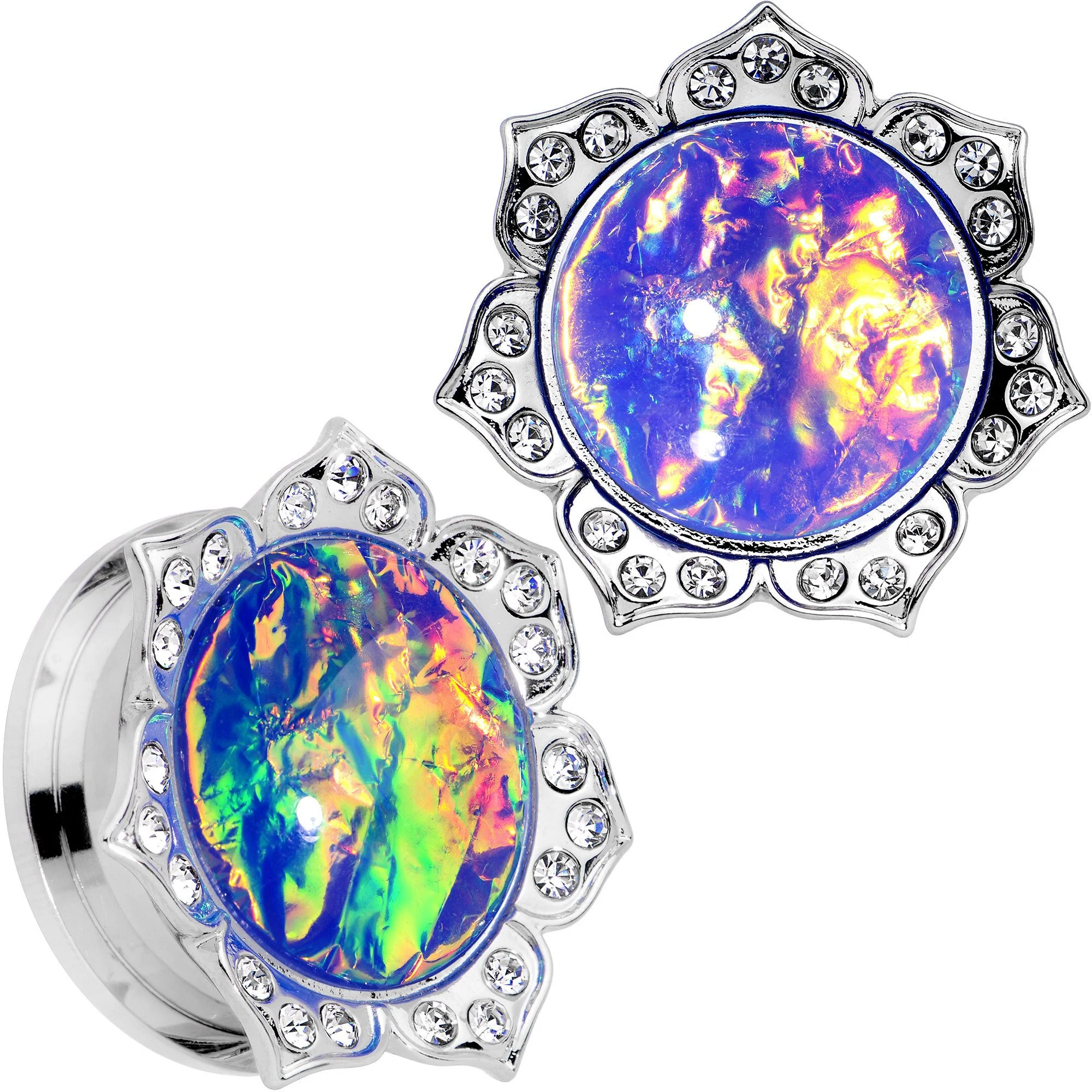 Purple Faux Opal Wild Flower Screw Fit Tunnel Plug Set 0G to 1" - Image 9