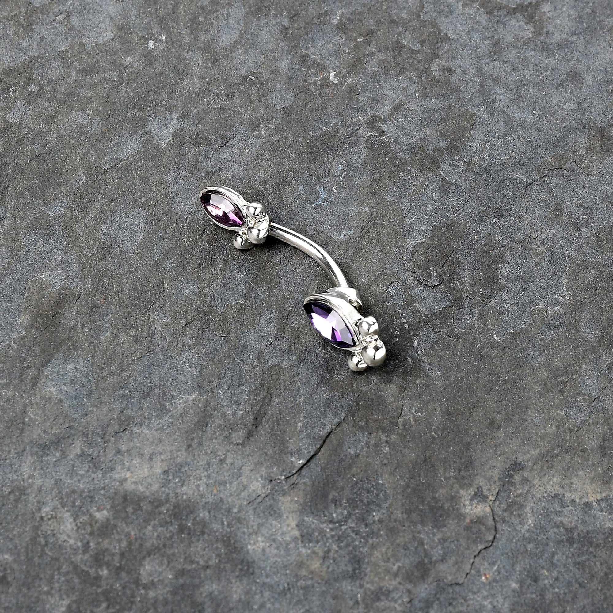 Purple Gem Art Deco Ovals Double Mount Belly Ring - Image 6