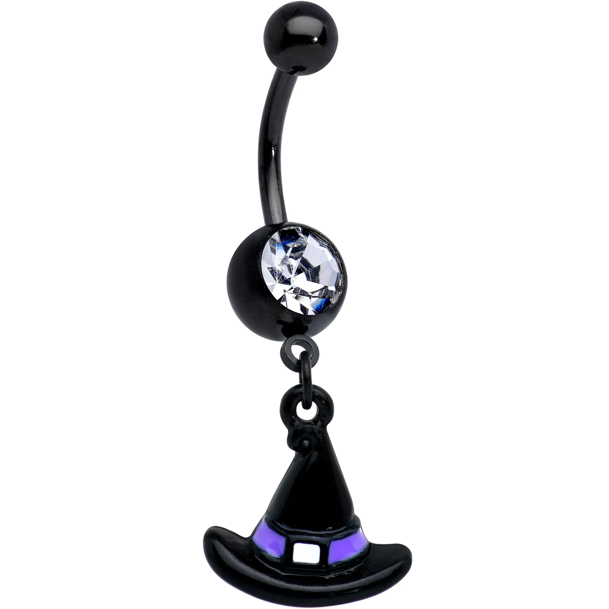 Purple Gem Black Witch Spider Spiral Halloween Belly Ring Set of 3 - Image 2