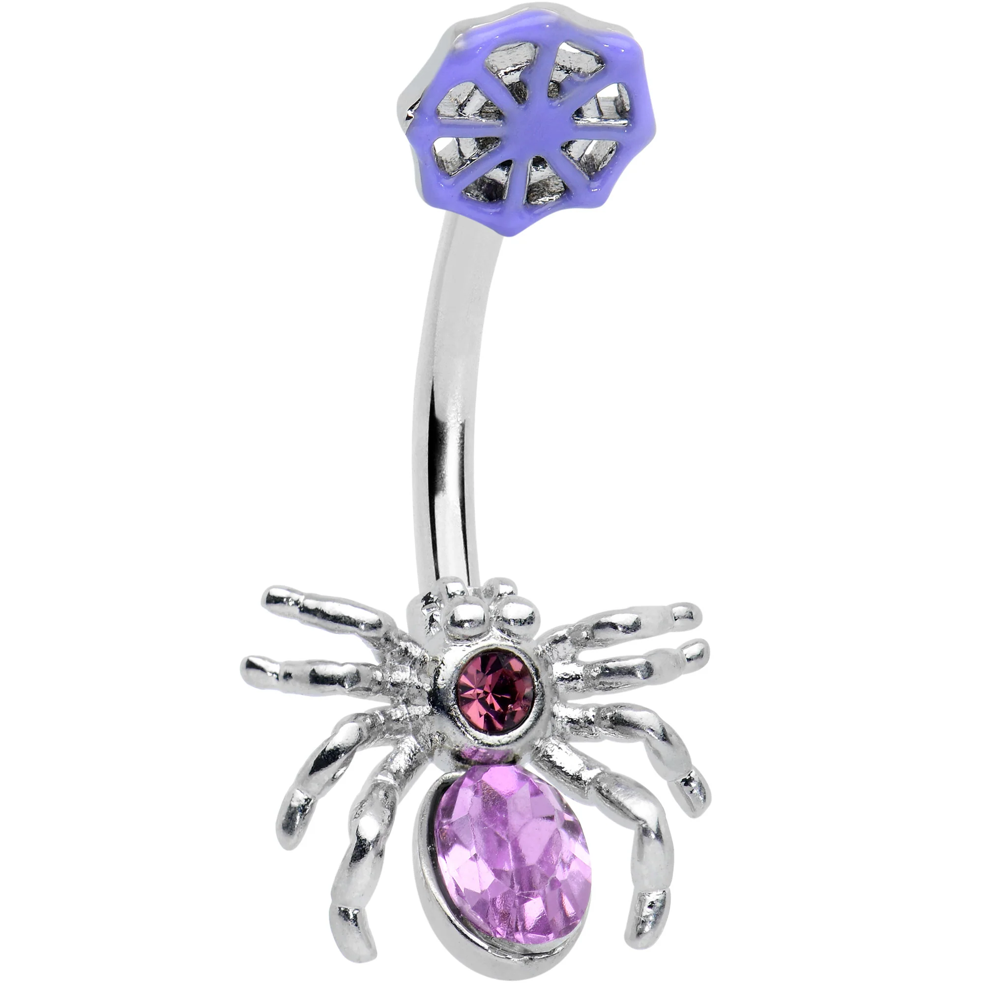 Purple Gem Black Witch Spider Spiral Halloween Belly Ring Set of 3 - Image 3