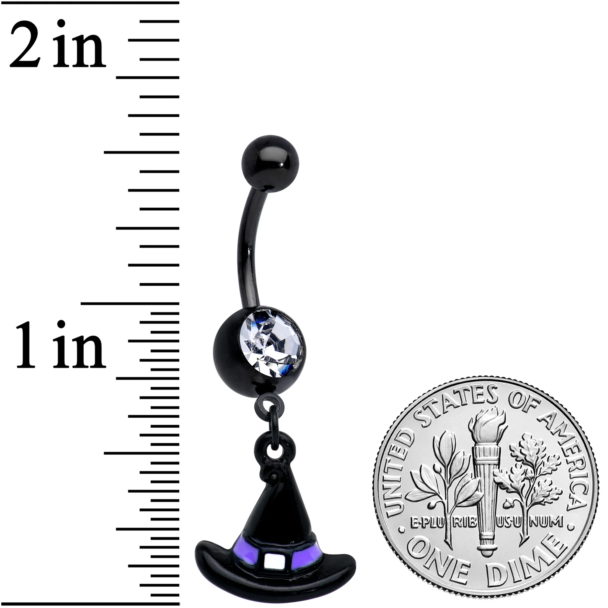 Purple Gem Black Witch Spider Spiral Halloween Belly Ring Set of 3 - Image 5
