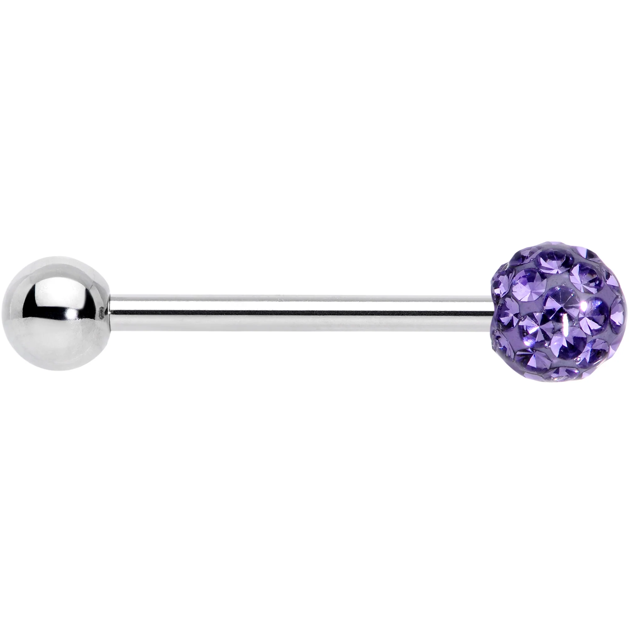 Purple Gem Disco Ball Barbell Tongue Ring - Image 3