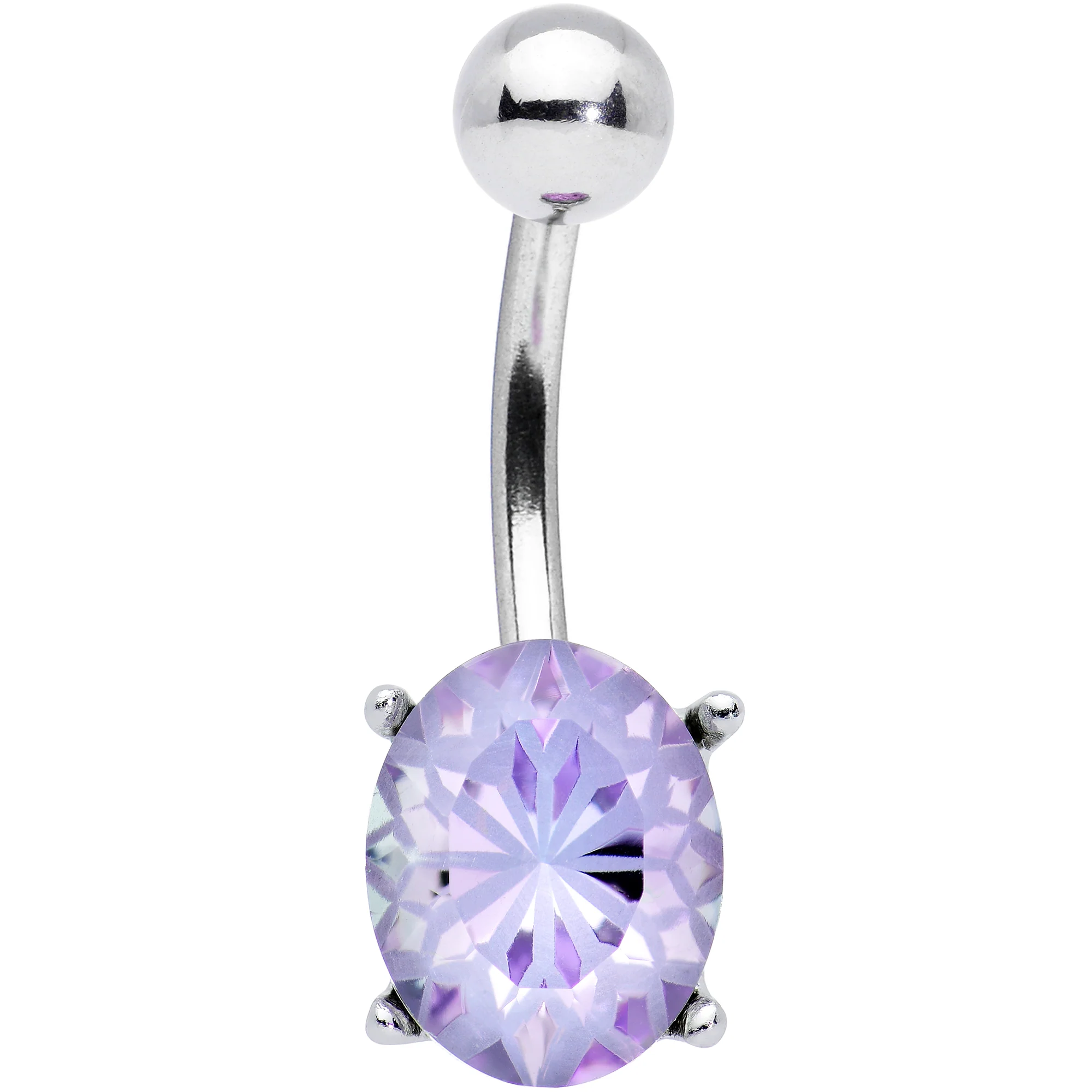 Purple Gem Oval Flower Mandala Stylish Elegance Belly Ring - Image 2