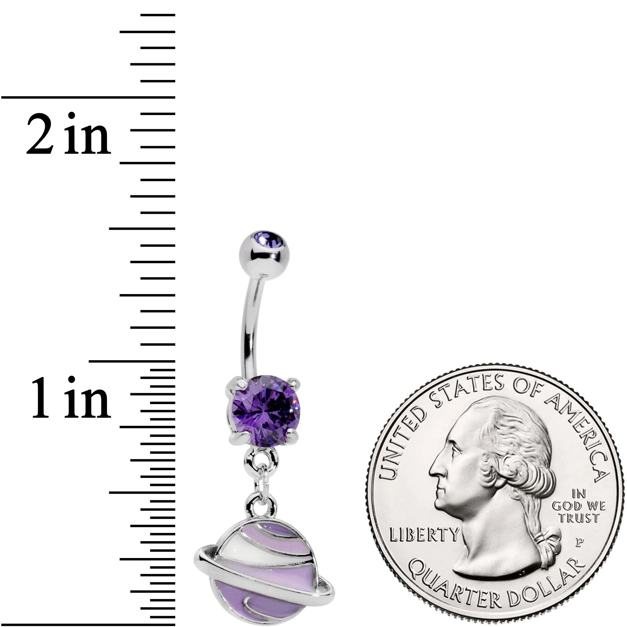 Purple Gem Rings Of Saturn Dangle Belly Ring - Image 2