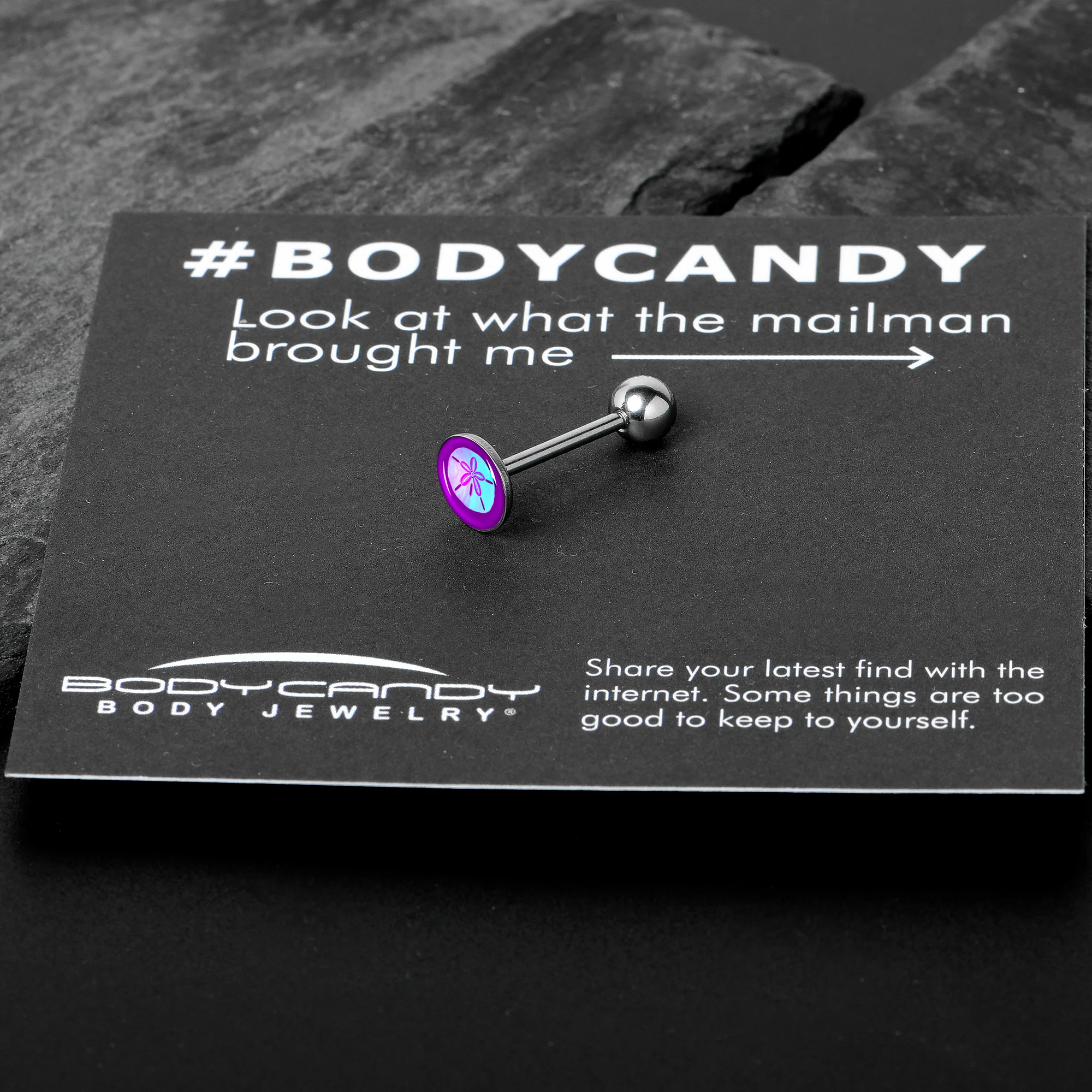 Purple Nautical Sand Dollar Barbell Tongue Ring by Onyx O - Image 7