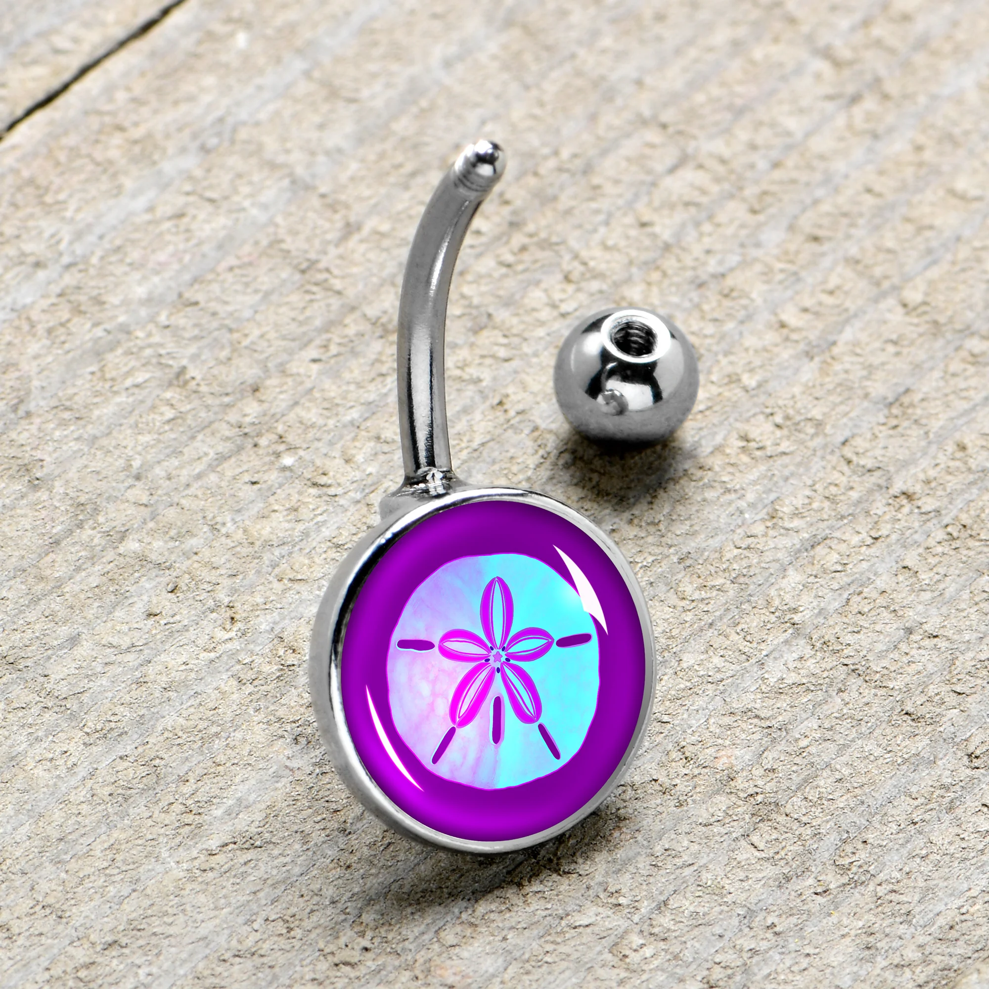 Purple Nautical Sand Dollar Belly Ring by Onyx O - Image 4
