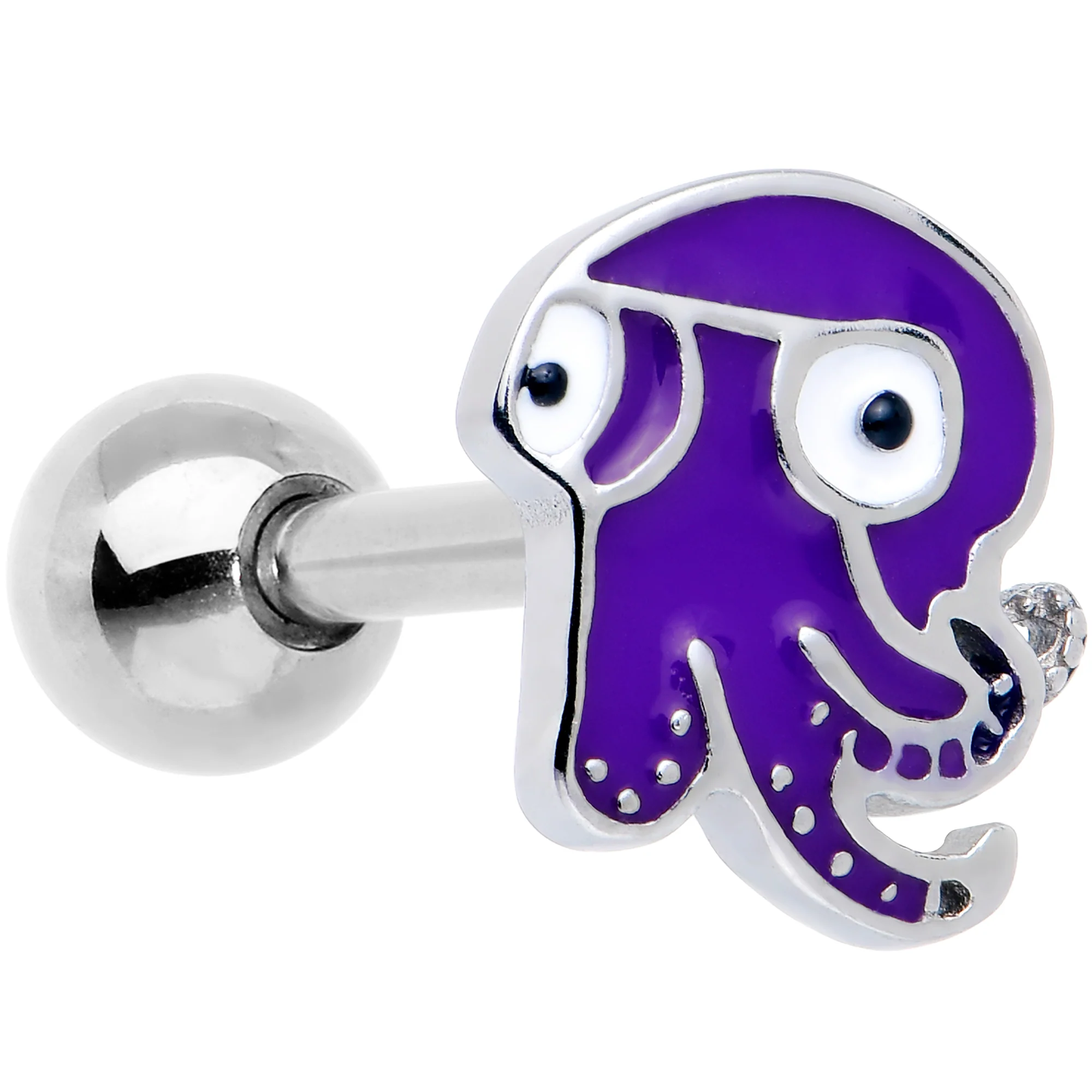 Purple Octopus Barbell Tongue Ring - Image 2